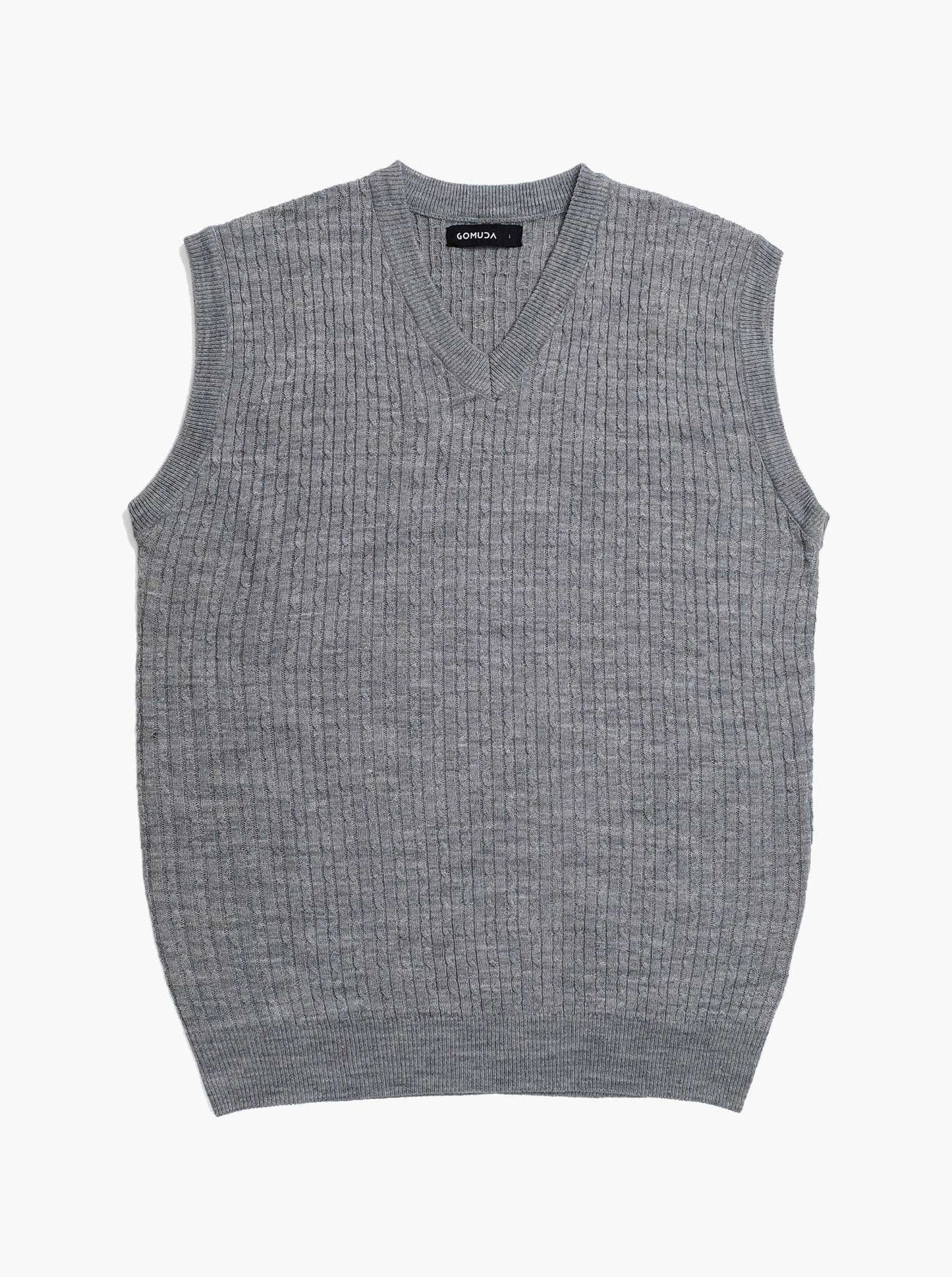 Volcano Ash Cable Line Vest Knitwear - Gomuda