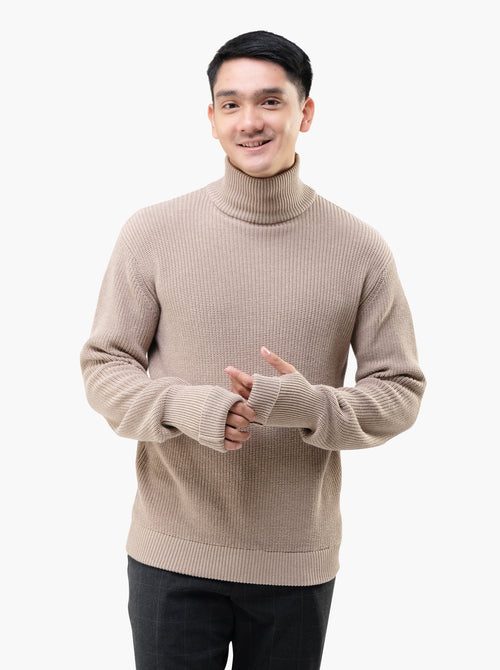 Choco Oversized Cord Turtleneck Thumb Hole Knitwear