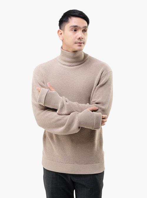 Choco Oversized Cord Turtleneck Thumb Hole Knitwear