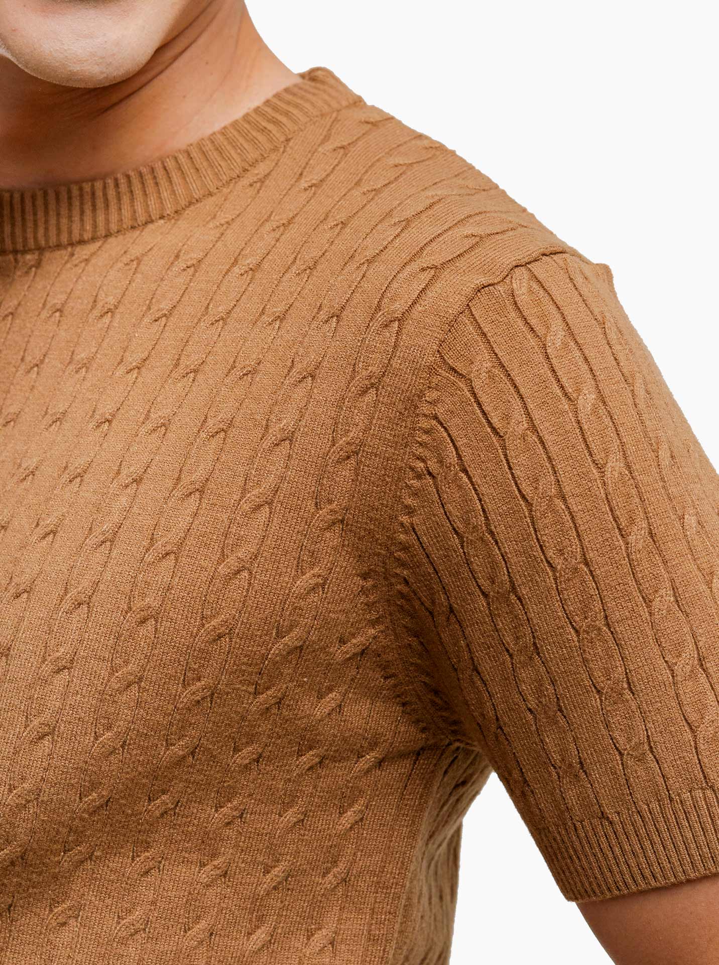 Cable-Crewneck-Short-Sleeve-Knitwear