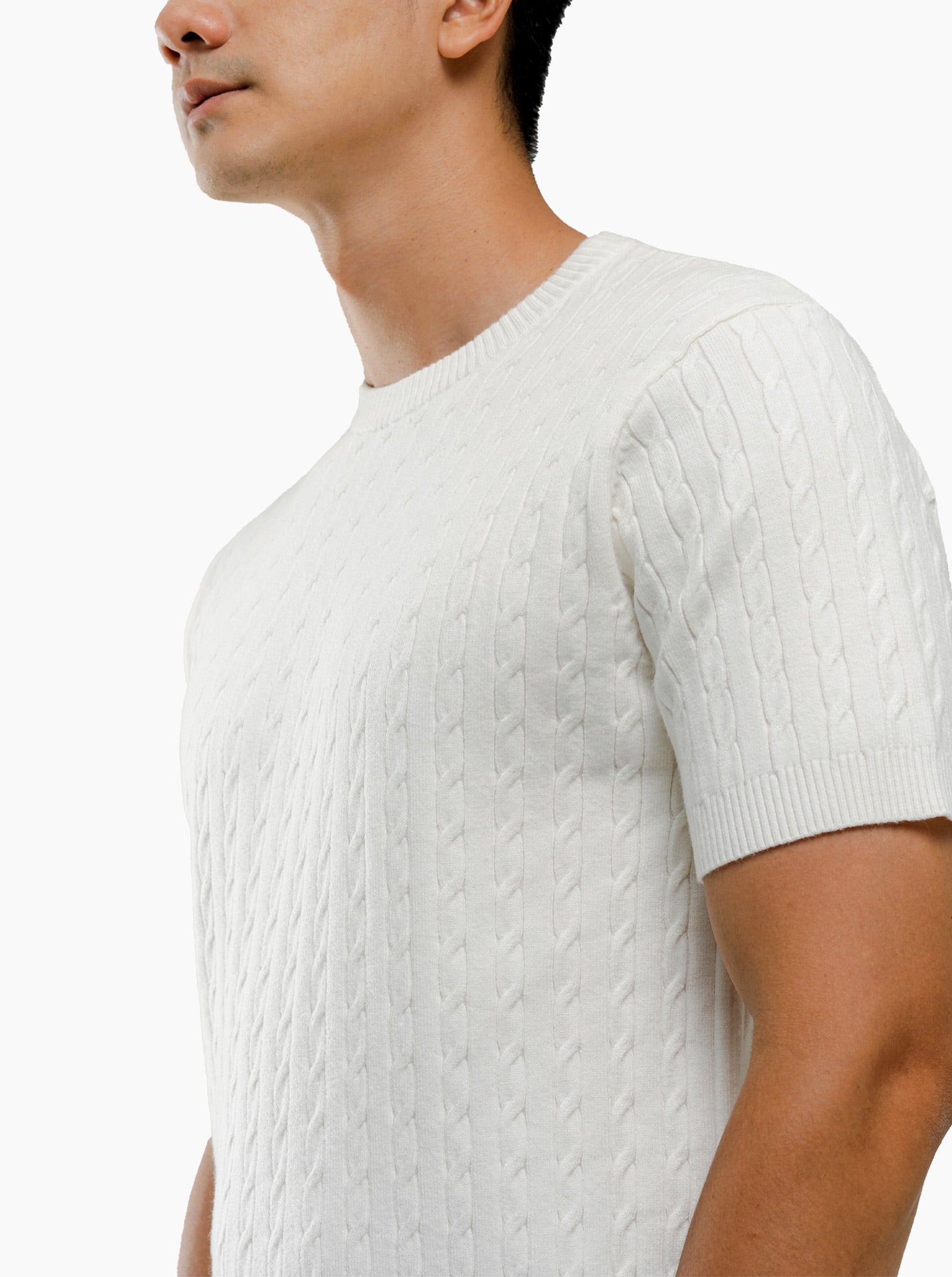 Cable-Crewneck-Short-Sleeve-Knitwear