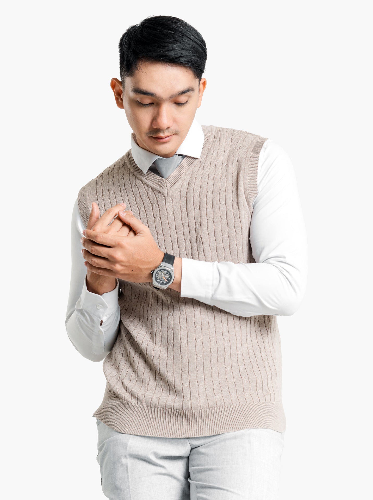 Cable-Vest-Knitwear-Gomuda