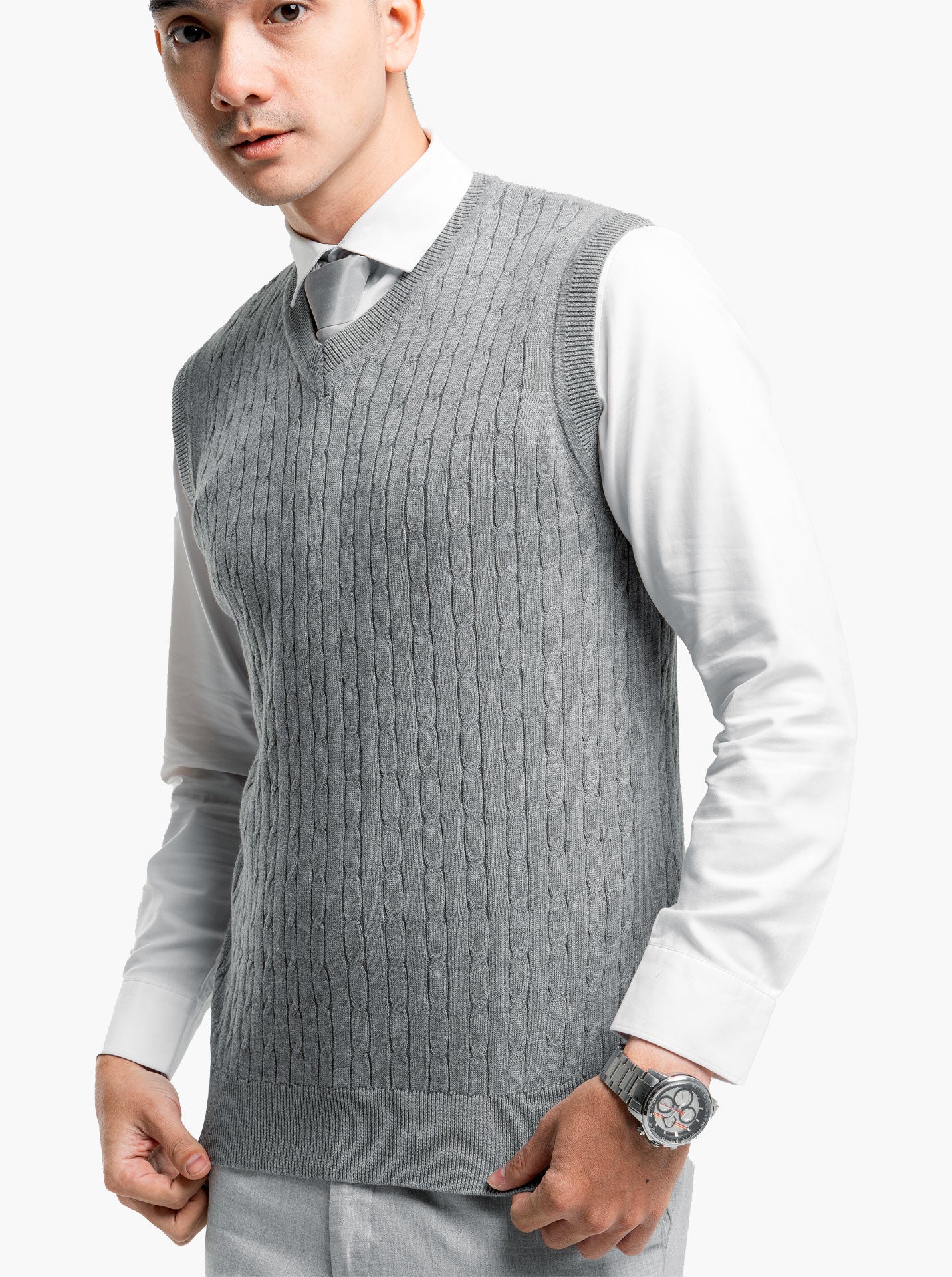 Cable Vest Volcano Ash Knitwear
