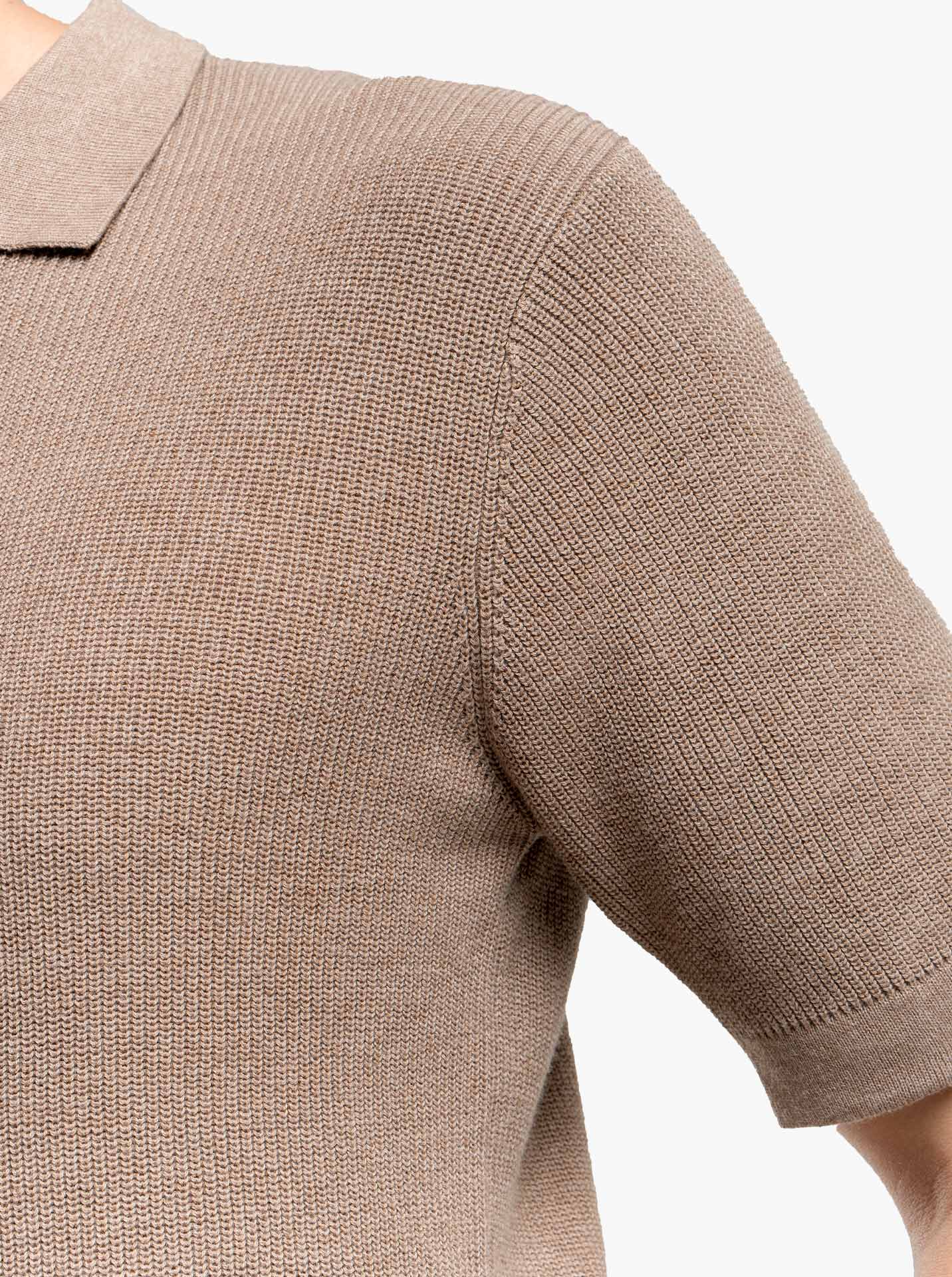 Gomuda Cord Polo Button Neck Khaki Knitwear