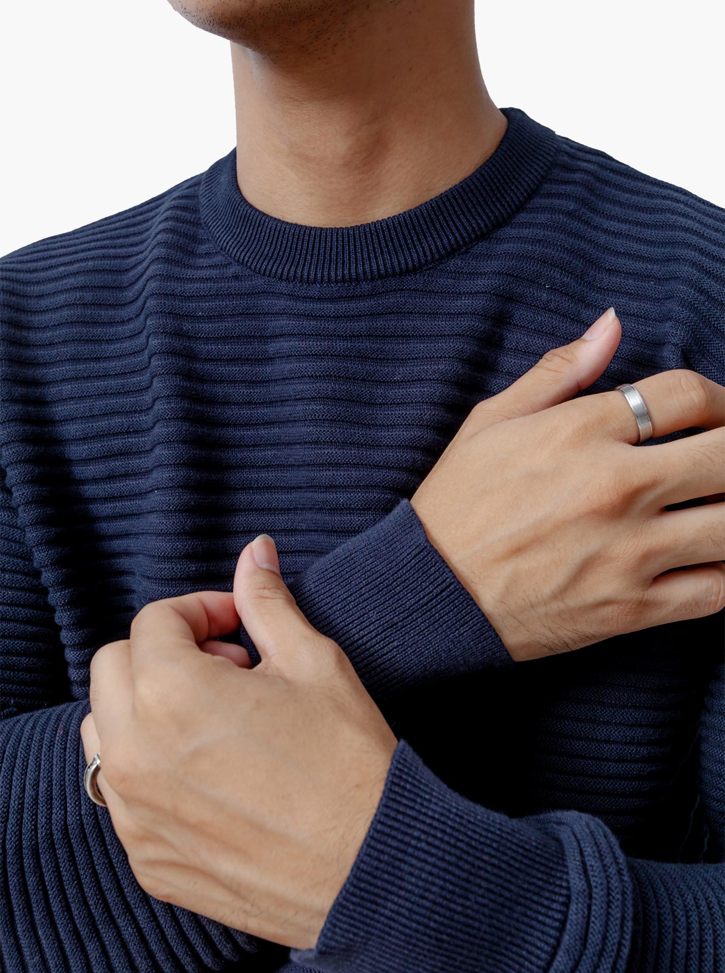 Gomuda Crewneck Ropes Navy Knitwear