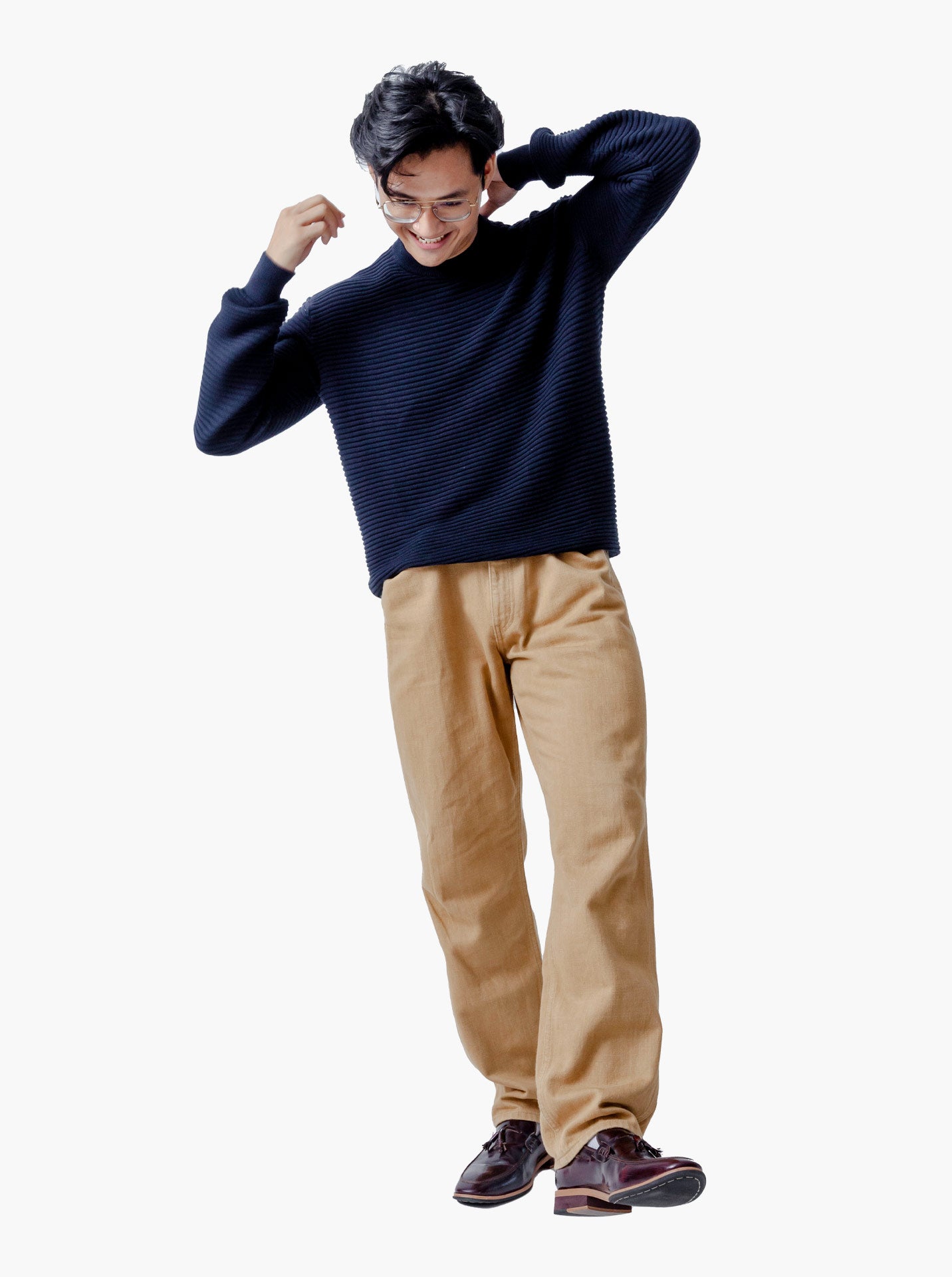 Gomuda Crewneck Ropes Navy Knitwear