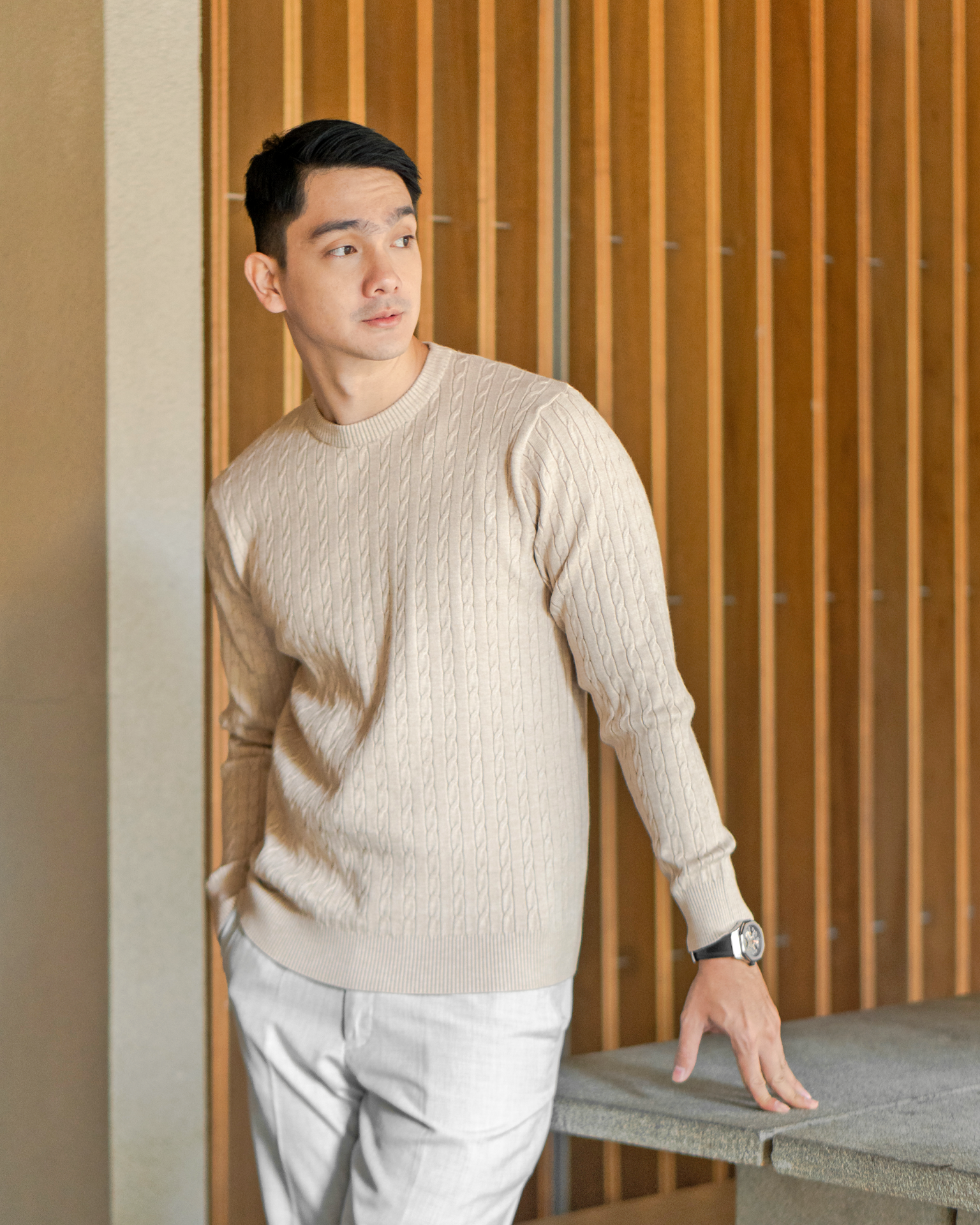 Viscose Cable Crewneck Knitwear
