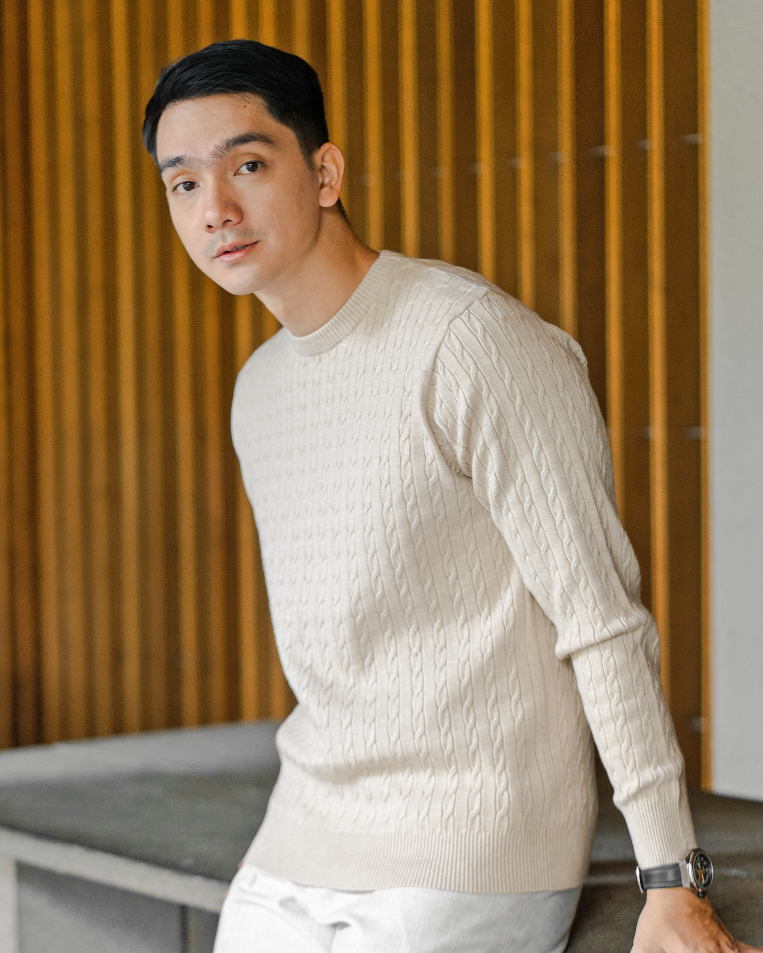 Viscose Cable Crewneck Knitwear