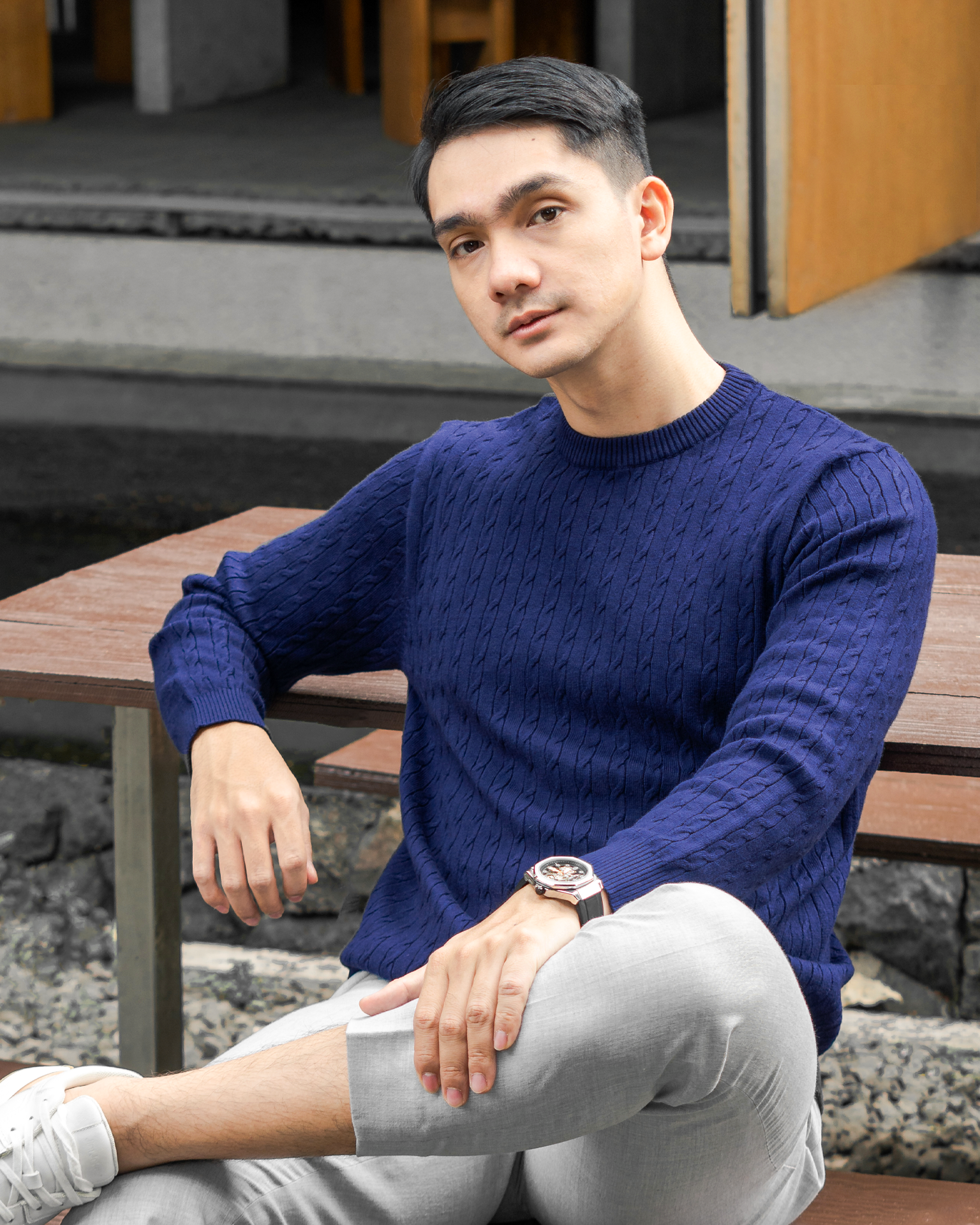 Viscose Cable Crewneck Knitwear