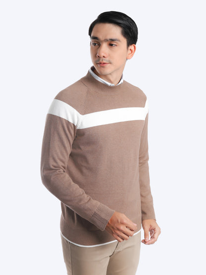 Khaki Mockneck Stripe Fuji Knitwear