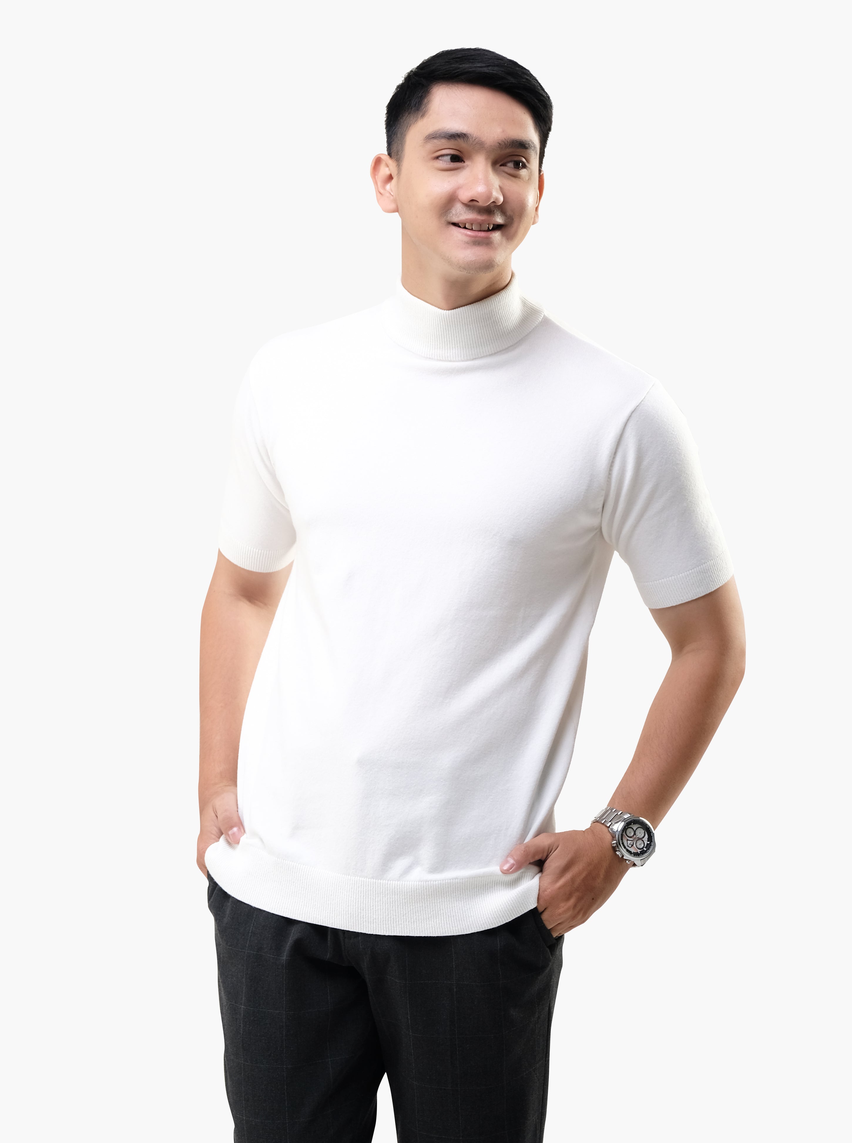 Mockneck-Short-Sleeve-Knitwear-Gomuda
