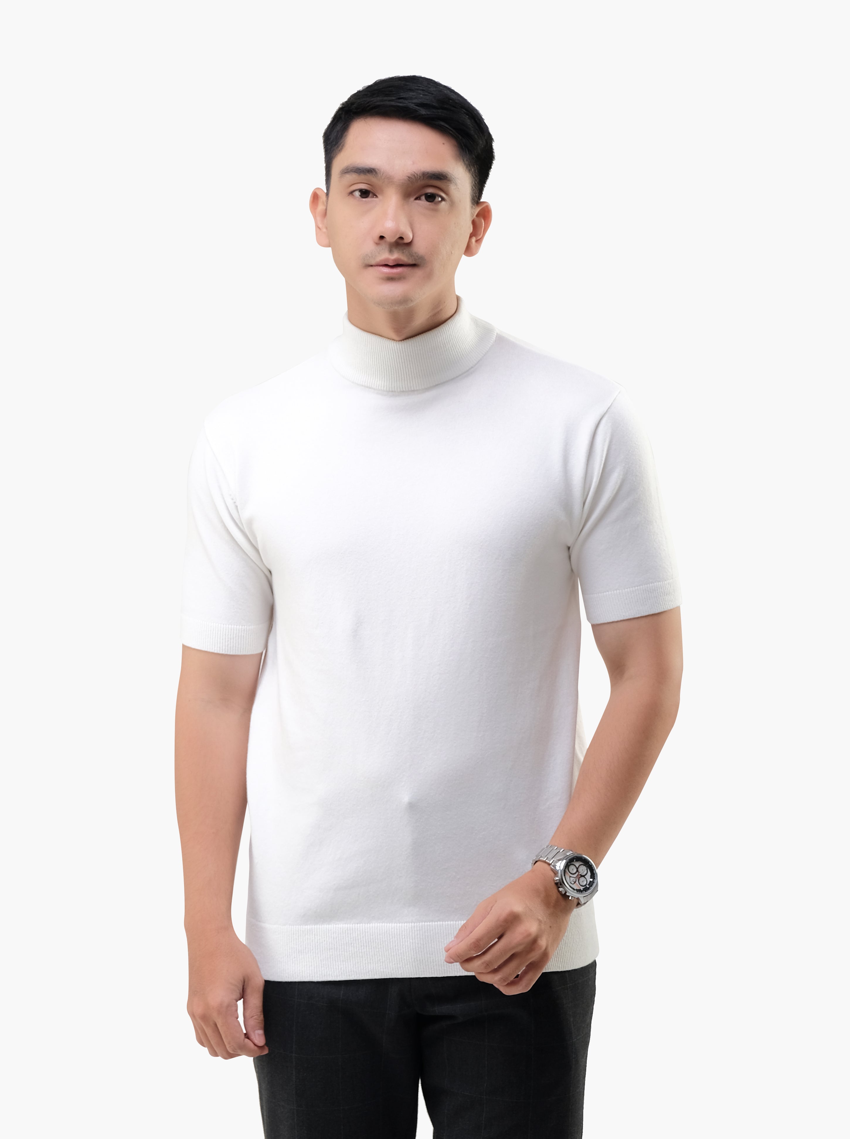 Mockneck-Short-Sleeve-Knitwear-Gomuda
