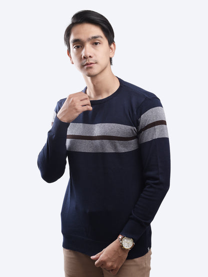 Grey Coffee Crewneck Stripe Blur Knitwear