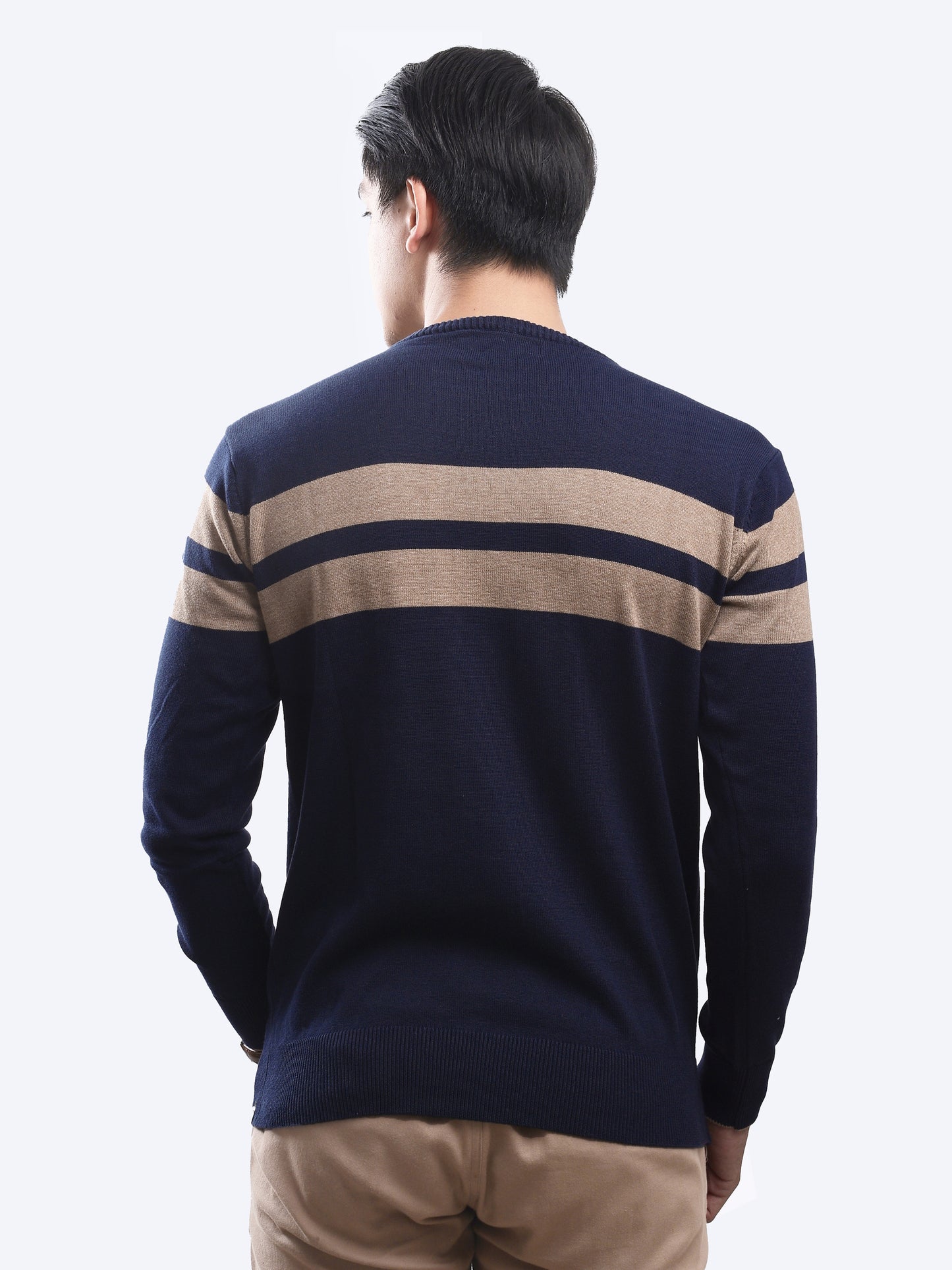 Khaki Crewneck Stripe Horizon Knitwear