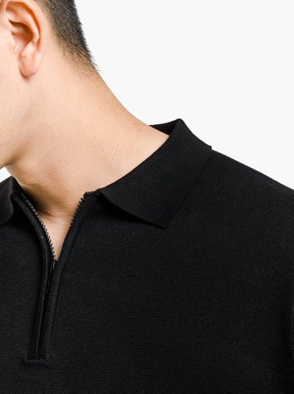 Polo Zip Neck Long Sleeve Knitwear