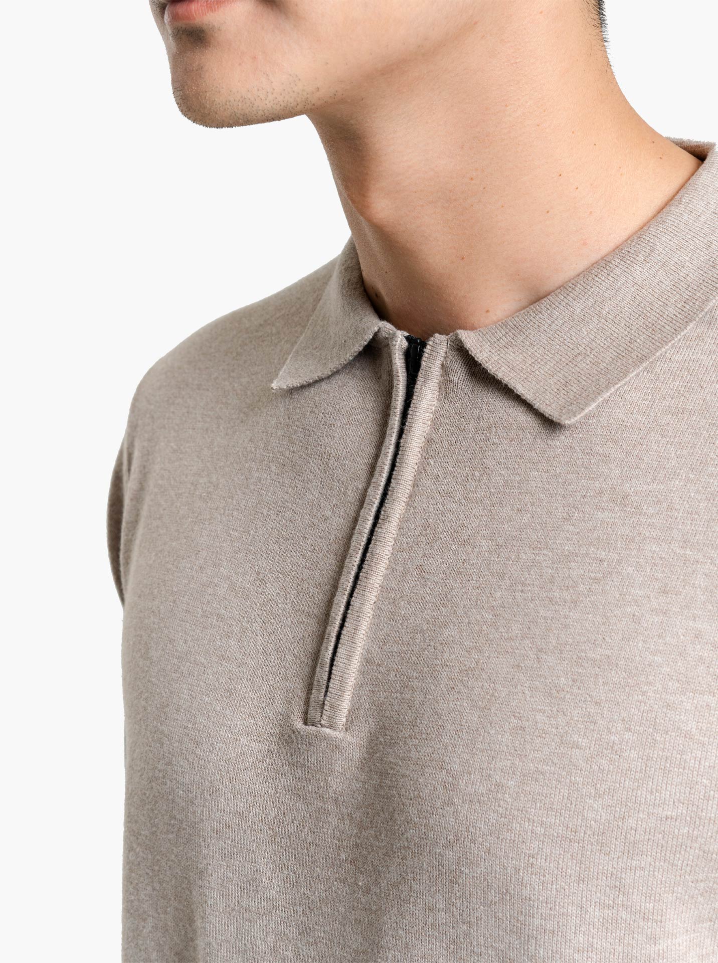 Polo-Zip-Neck-Long-Sleeve-Knitwear-Gomuda