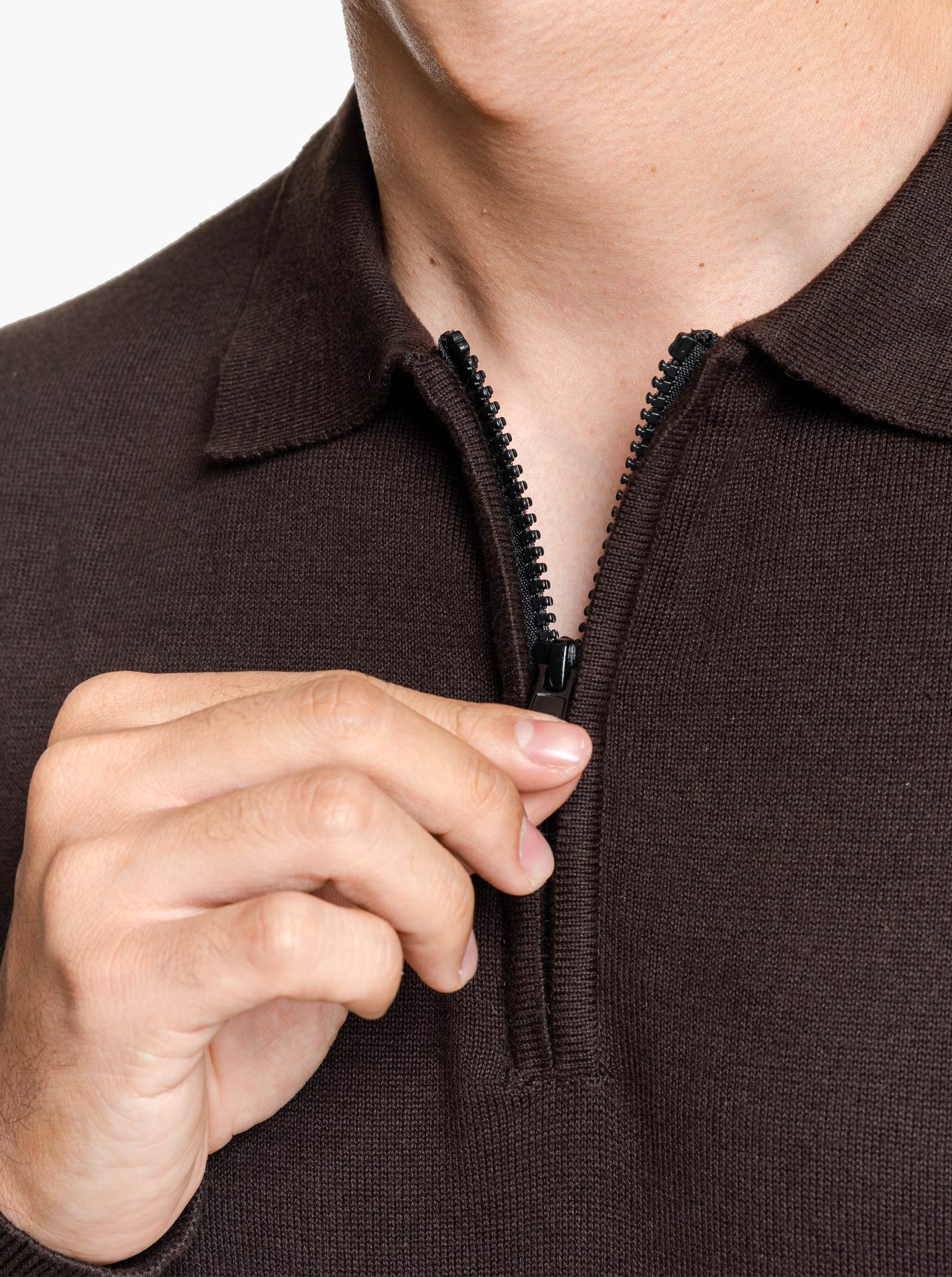 Polo-Zip-Neck-Long-Sleeve-Knitwear-Gomuda