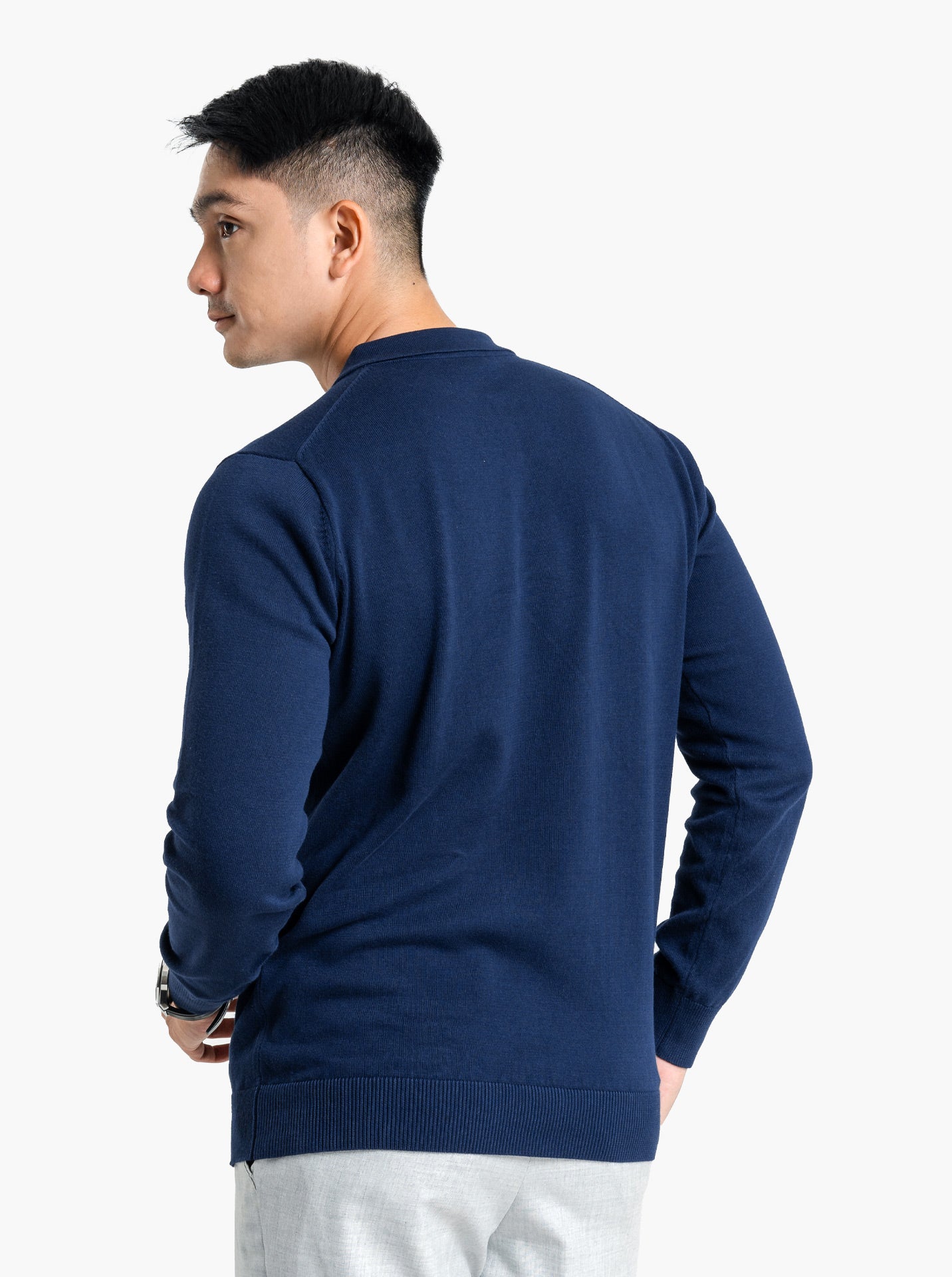 Polo-Zip-Neck-Long-Sleeve-Knitwear-Gomuda