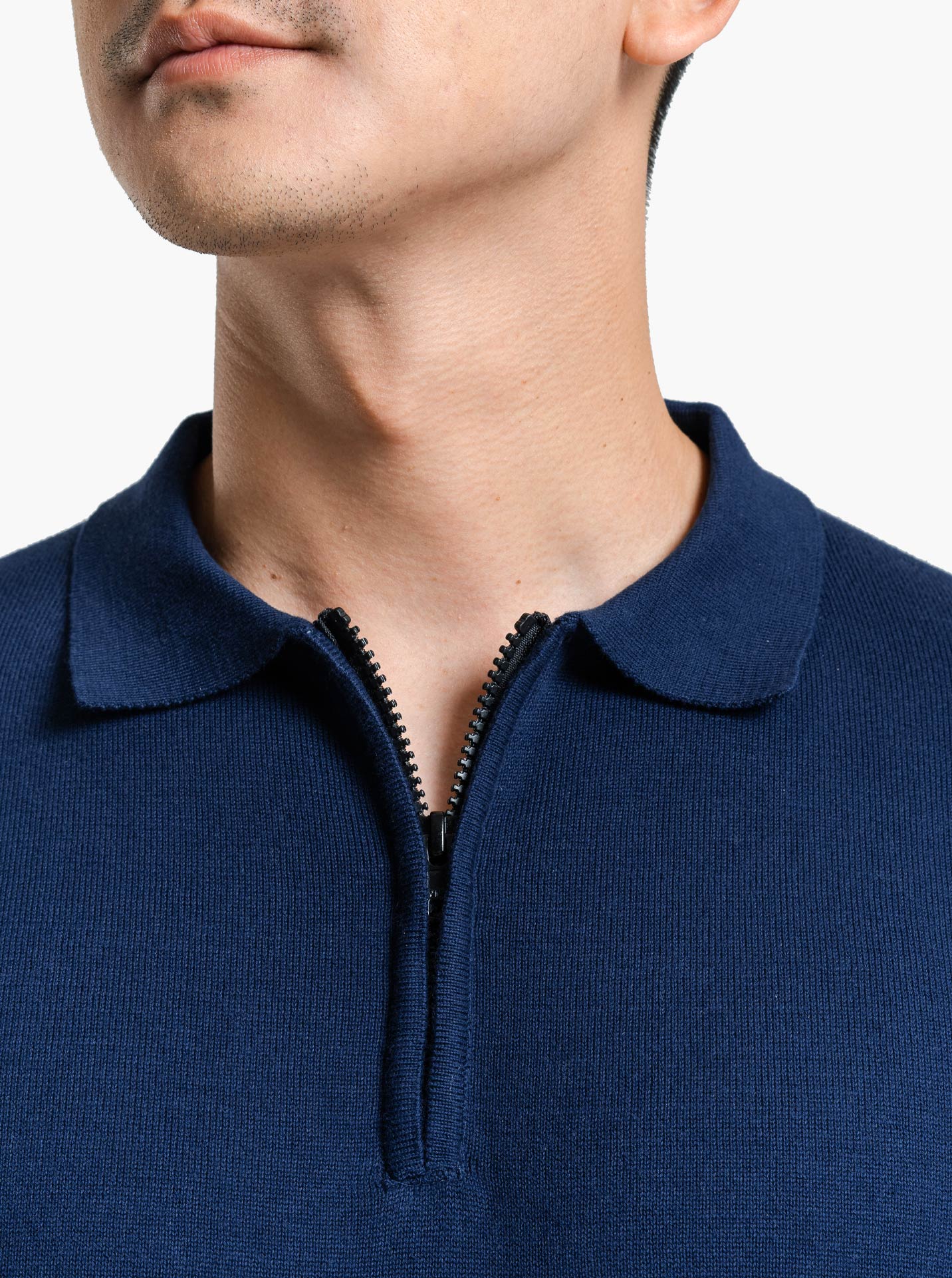 Polo-Zip-Neck-Long-Sleeve-Knitwear-Gomuda