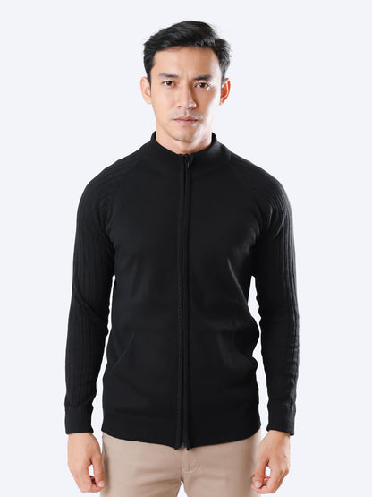 Black Sporty Full Zip Knitwear