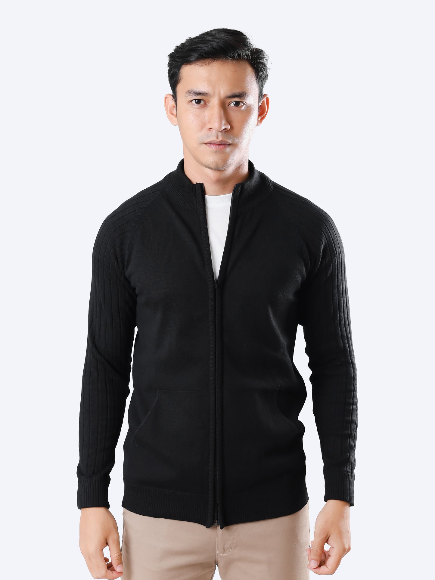 Black Sporty Full Zip Knitwear