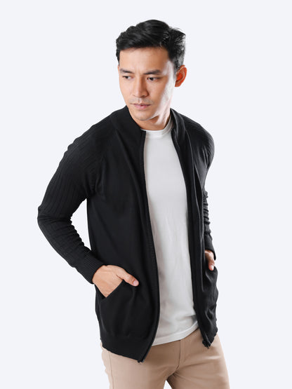 Black Sporty Full Zip Knitwear