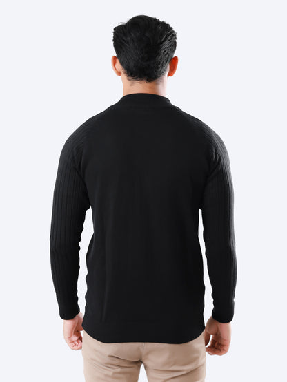 Black Sporty Full Zip Knitwear