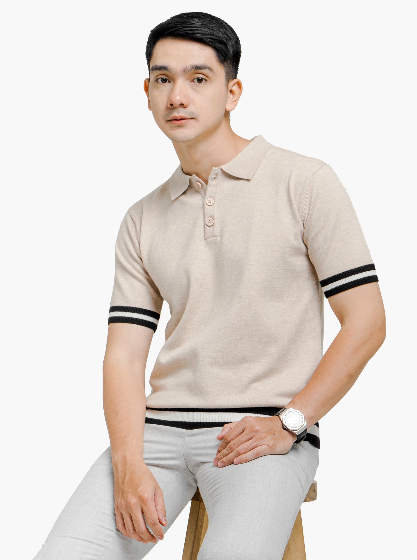 Viscose-Boxy-Polo-Stripe-Knitwear