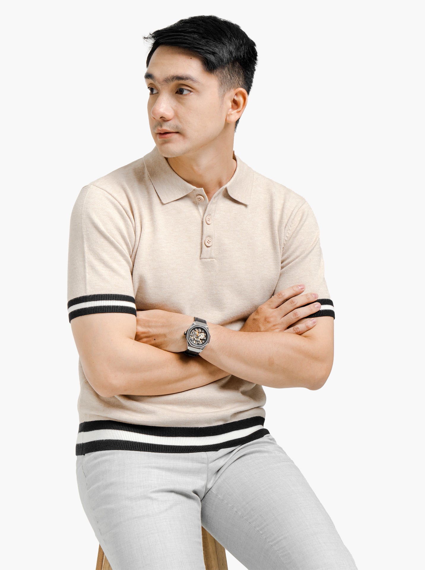 Viscose-Boxy-Polo-Stripe-Knitwear