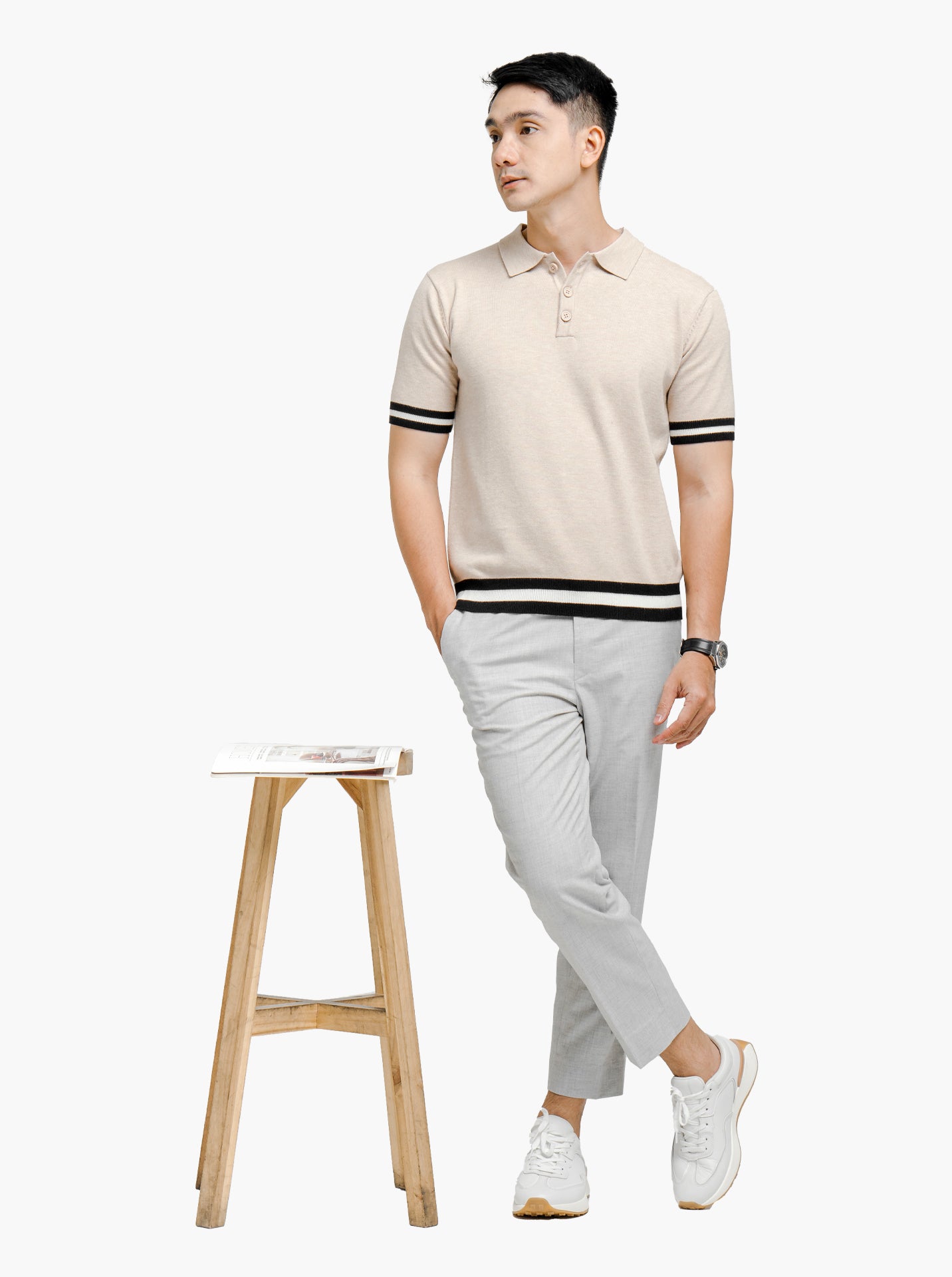 Viscose-Boxy-Polo-Stripe-Knitwear