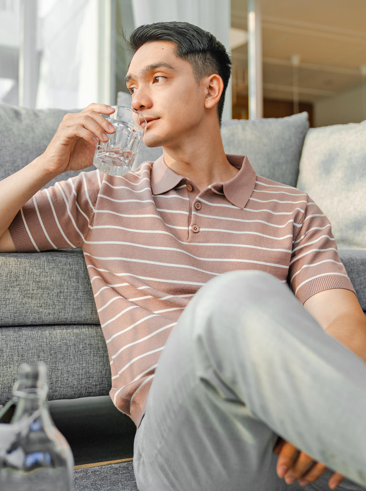 Viscose-Boxy-Polo-Stripe-Knitwear-Gomuda
