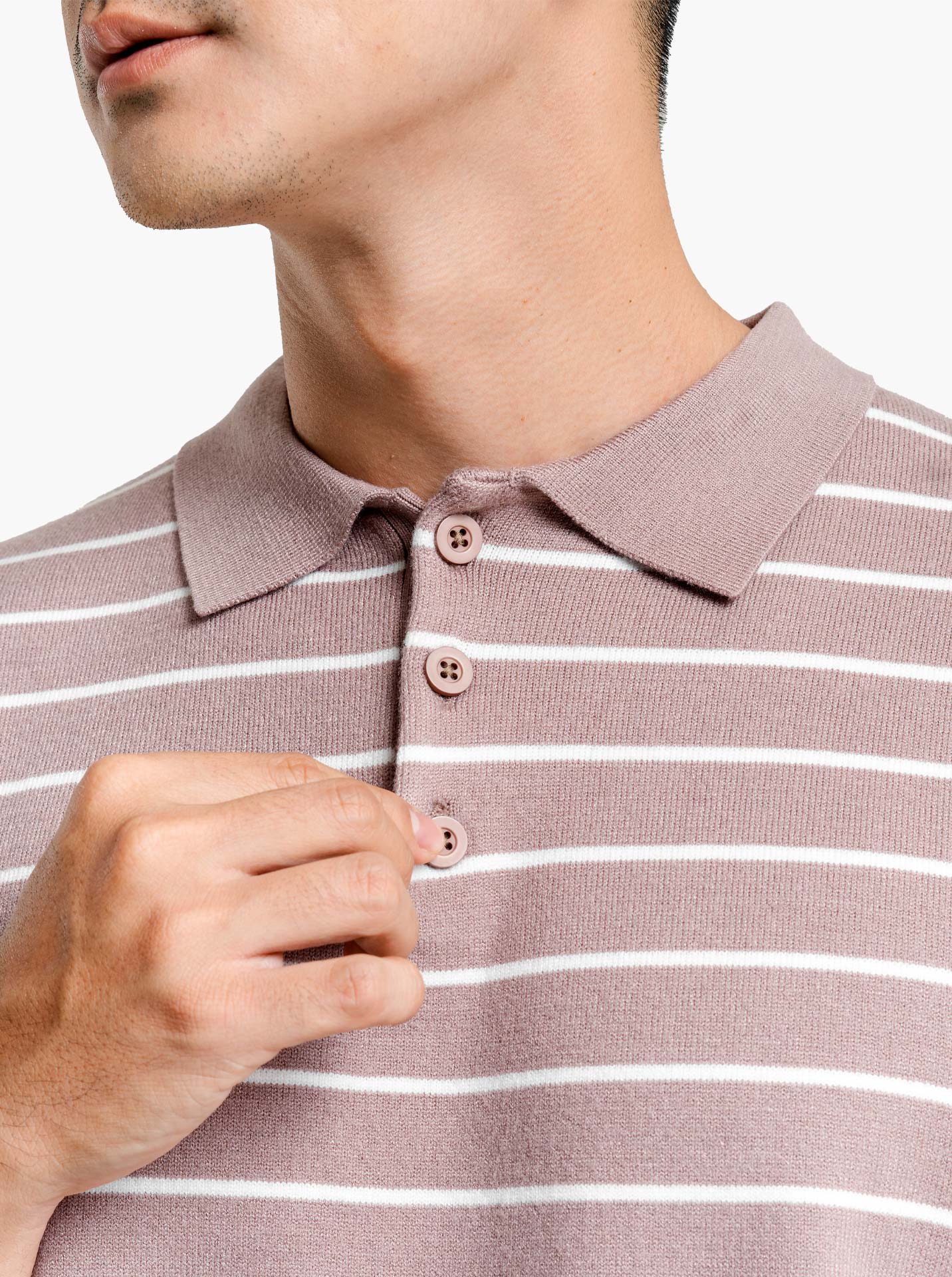 Viscose-Boxy-Polo-Stripe-Knitwear-Gomuda