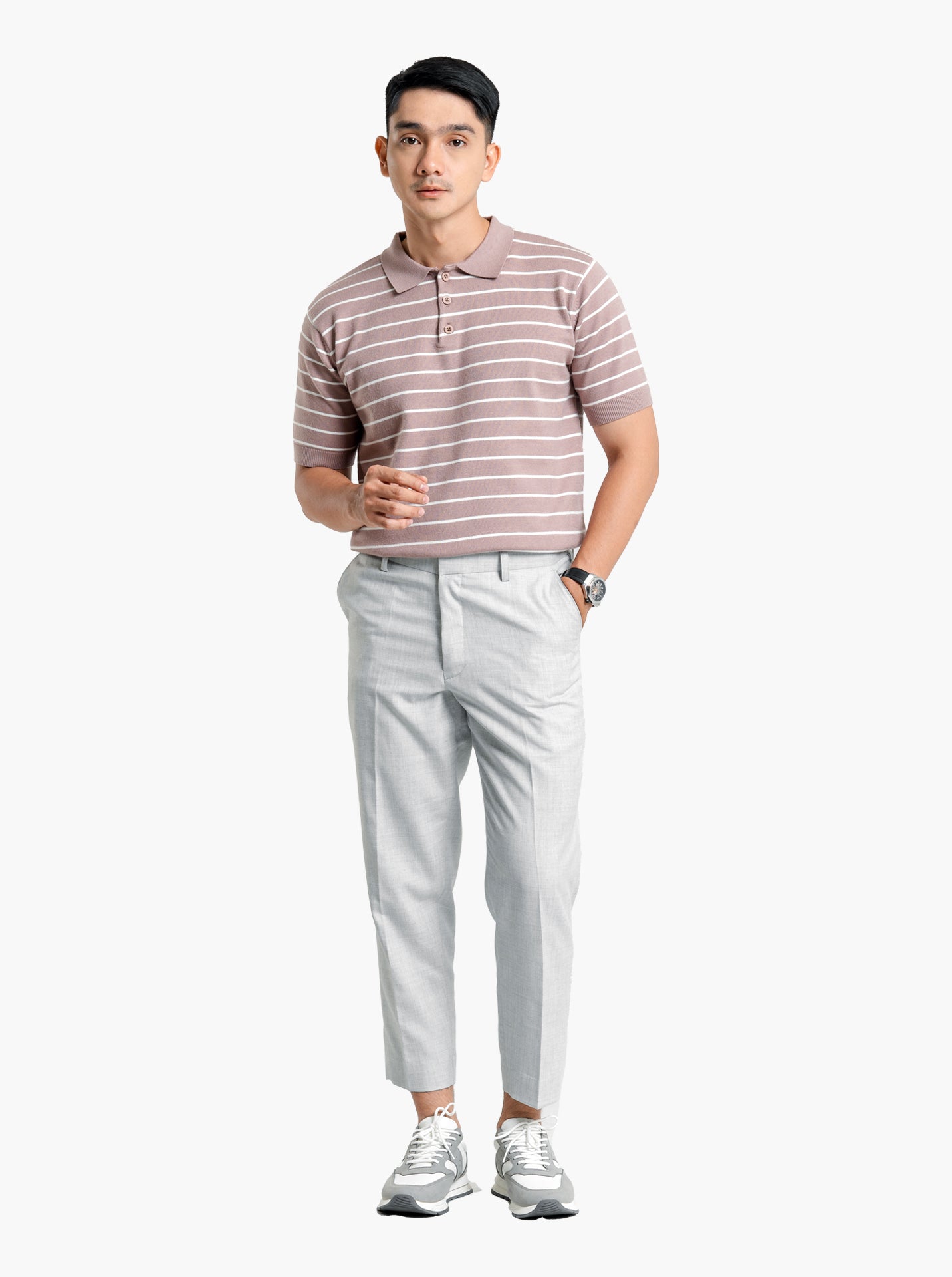 Viscose-Boxy-Polo-Stripe-Knitwear-Gomuda