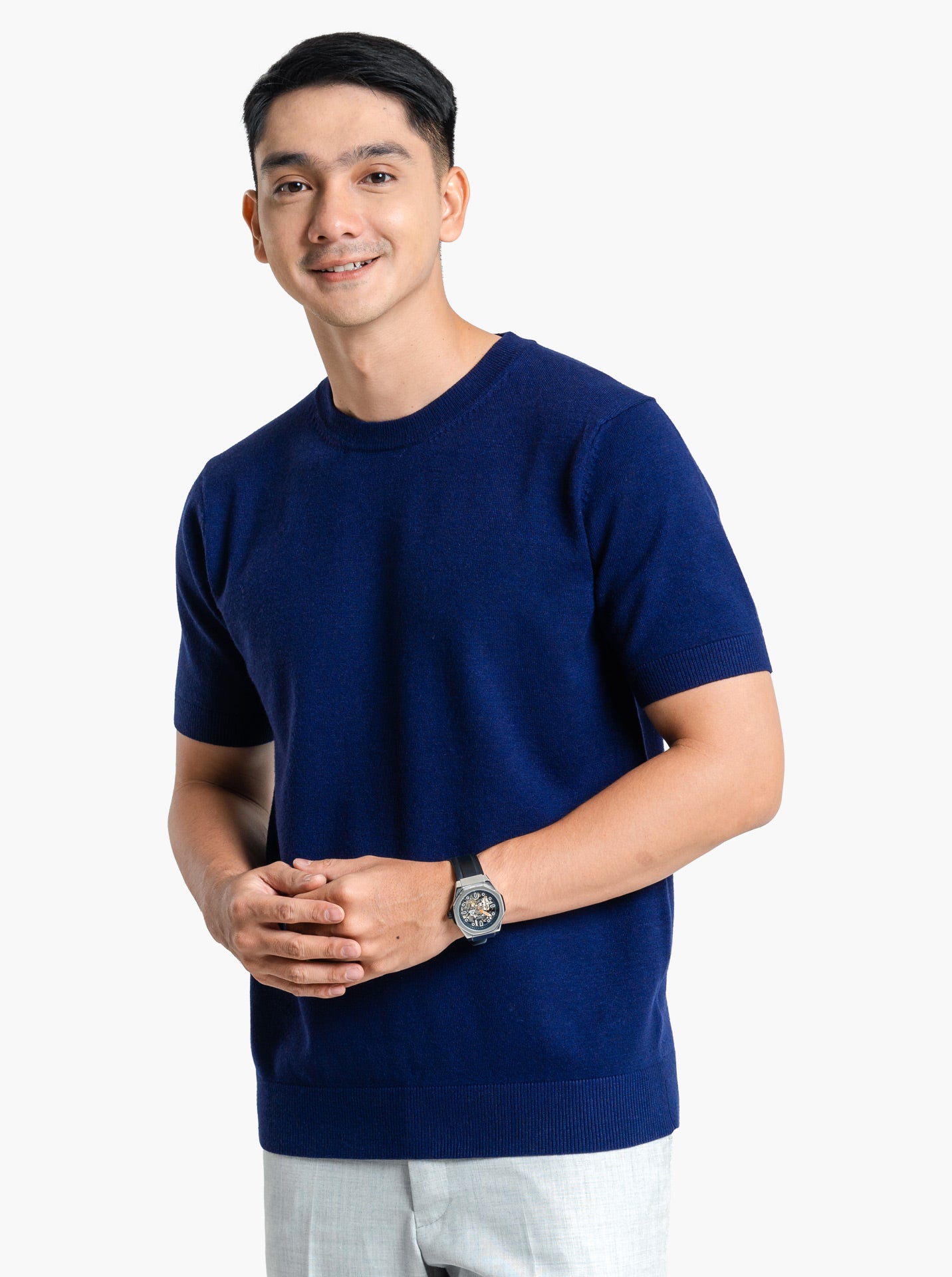 Viscose-Crewneck-Short-Sleeve-Knitwear-Gomuda