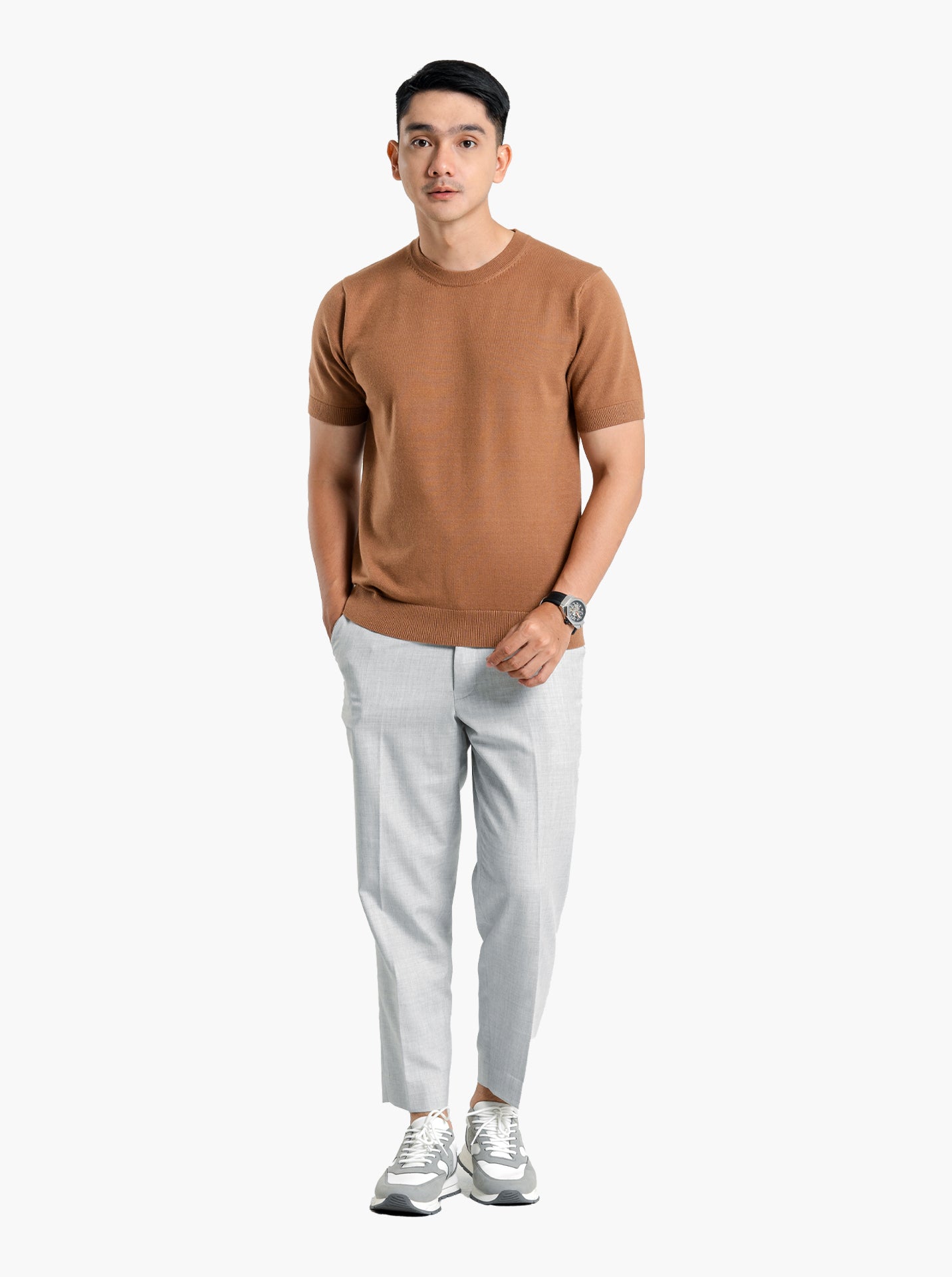 Viscose-Crewneck-Short-Sleeve-Knitwear-Gomuda