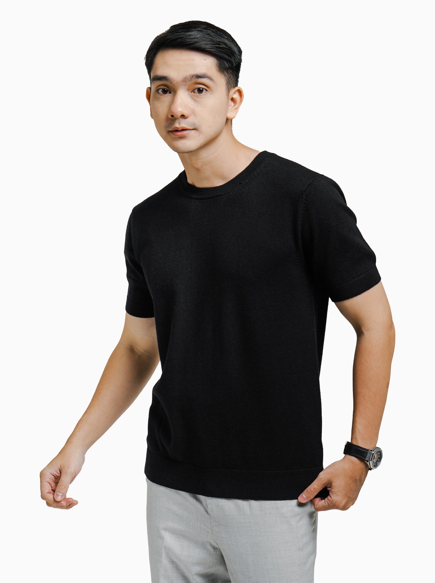Viscose-Crewneck-Short-Sleeve-Knitwear-Gomuda