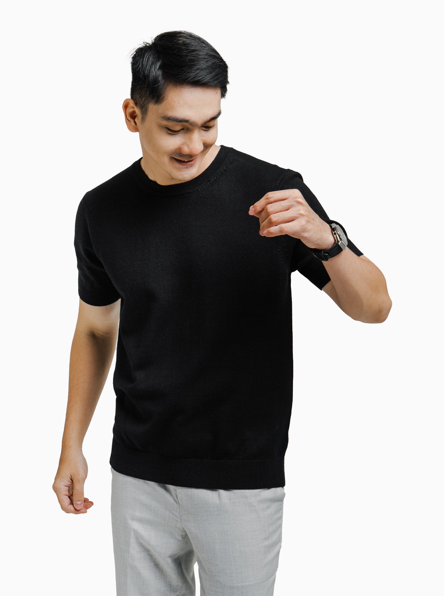 Viscose-Crewneck-Short-Sleeve-Knitwear-Gomuda