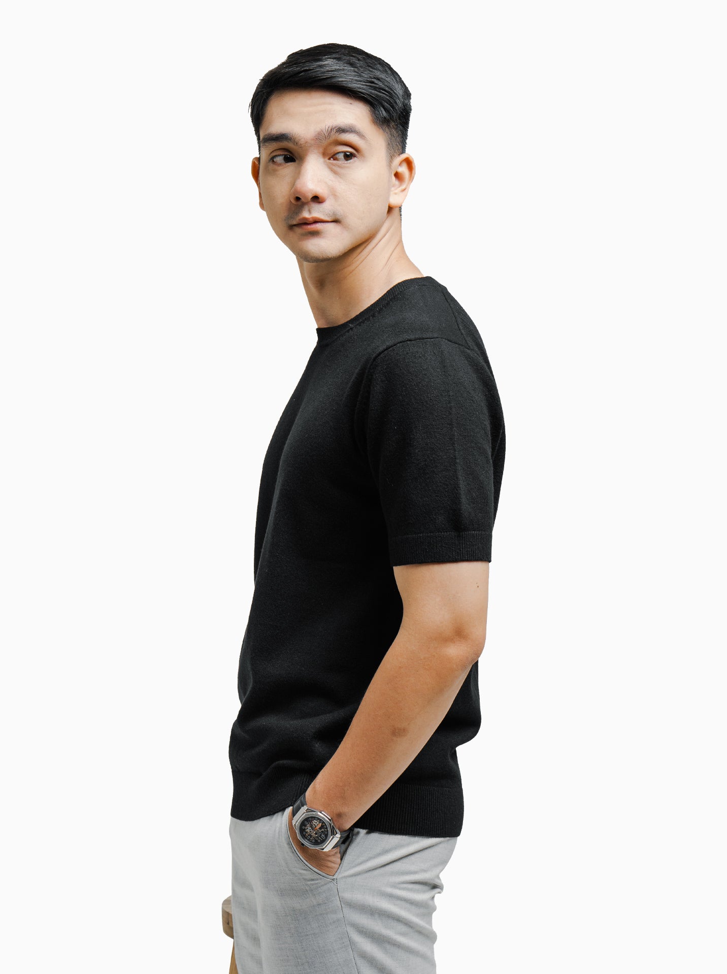 Viscose-Crewneck-Short-Sleeve-Knitwear-Gomuda