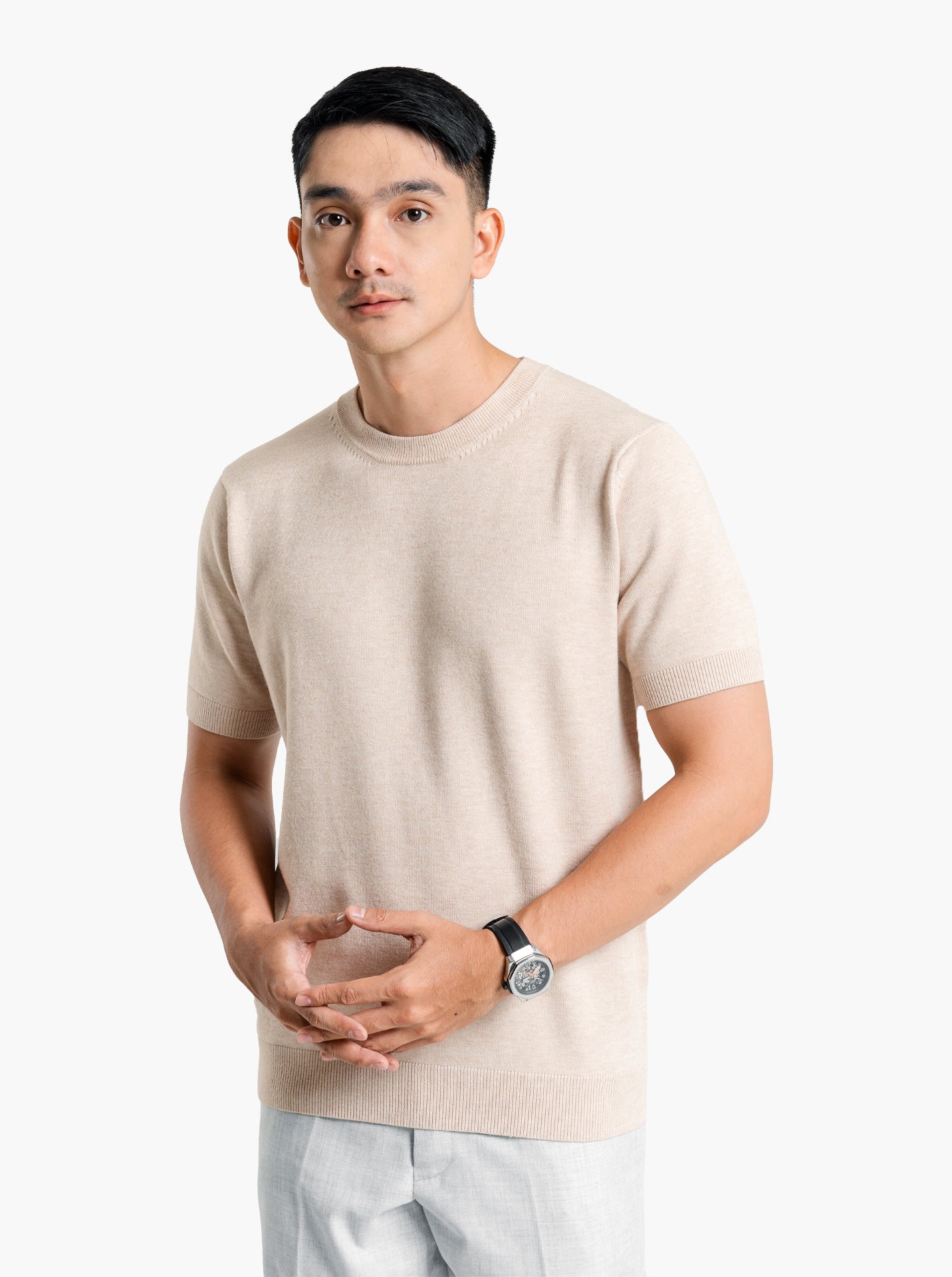 Viscose-Crewneck-Short-Sleeve-Knitwear-Gomuda