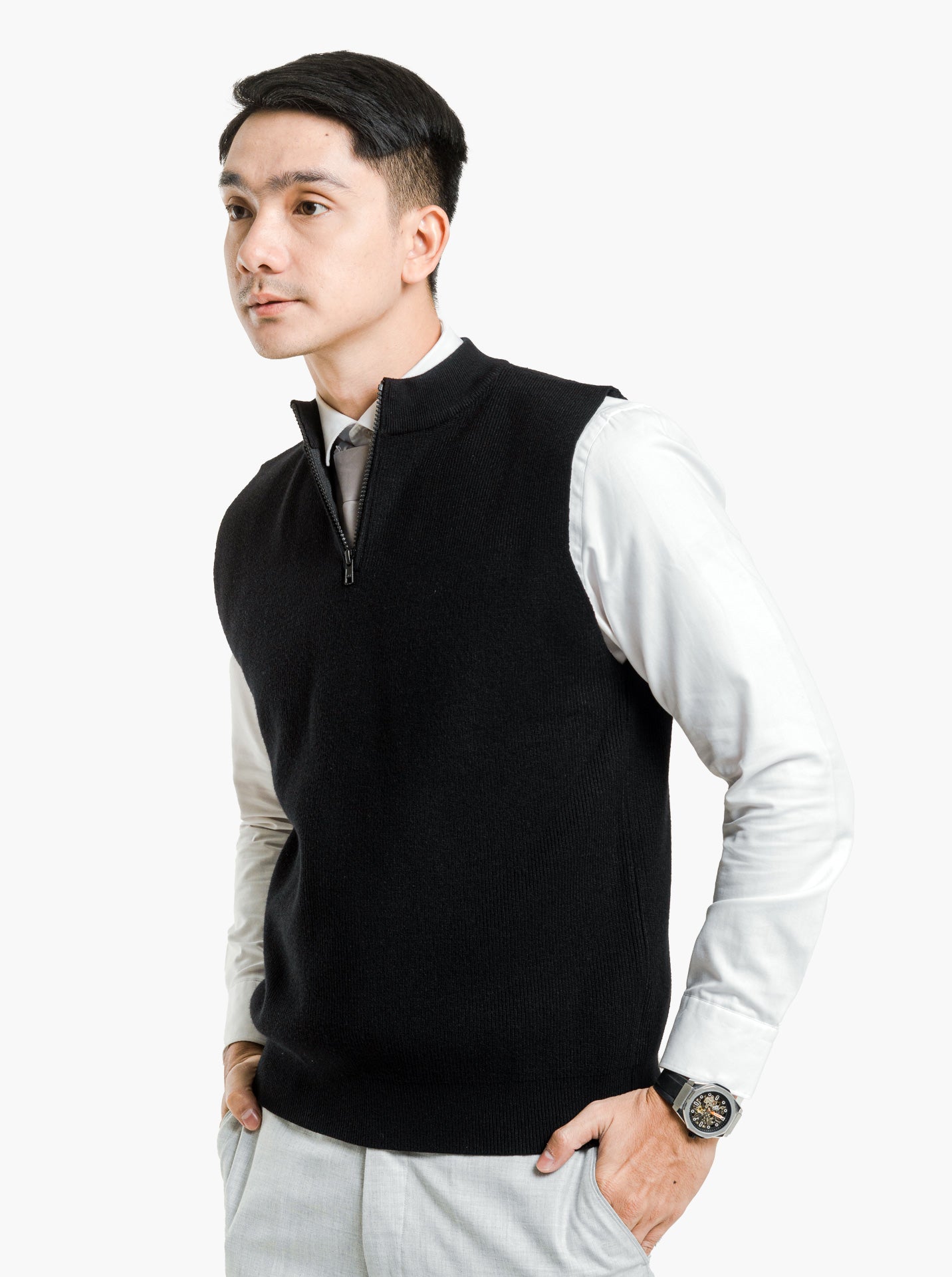 Viscose-Vest-Zip-Neck-Knitwear-Gomuda