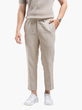 Beige Teteron Cotton Ankle Pant