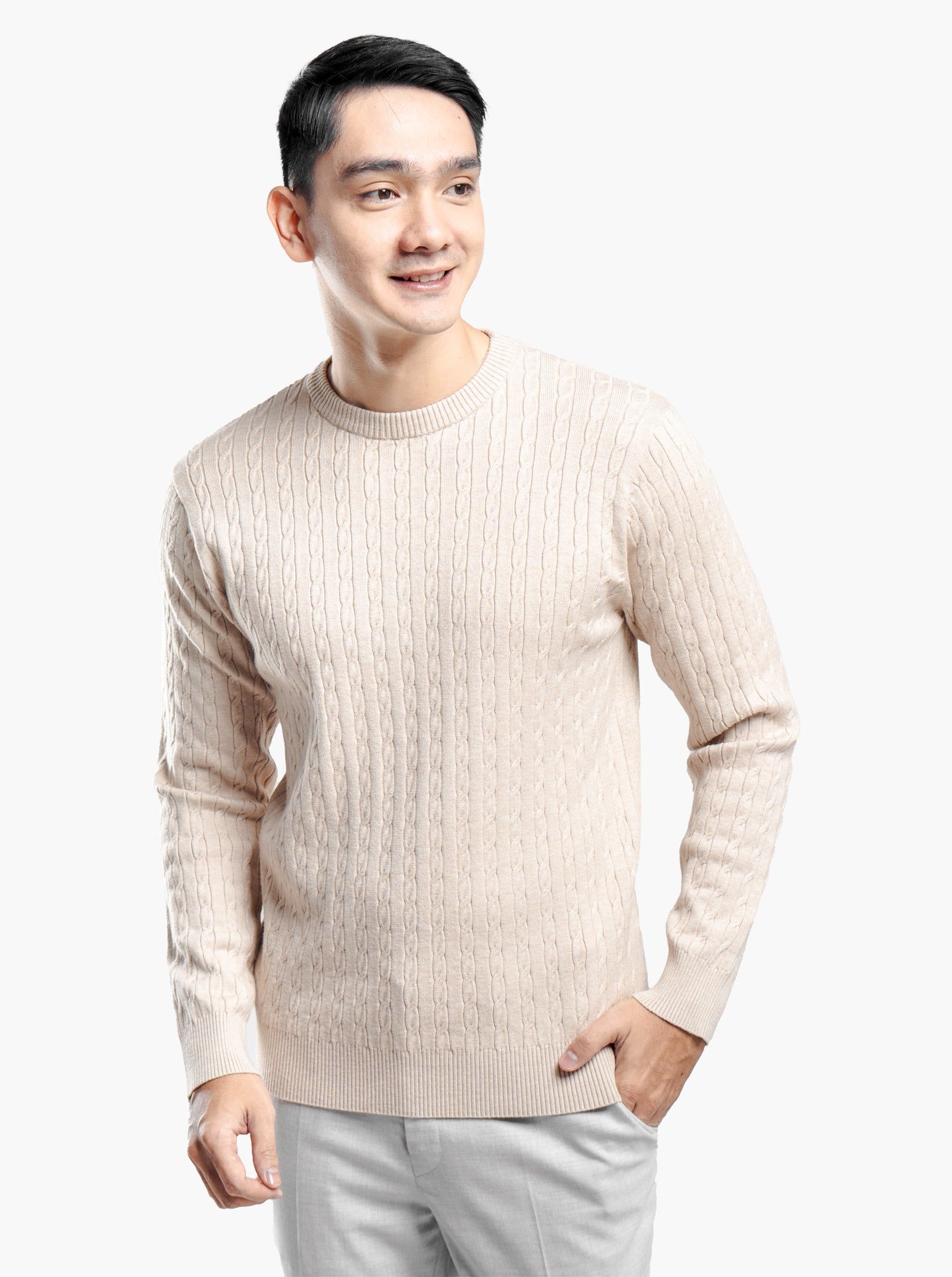 Viscose Cable Crewneck Knitwear