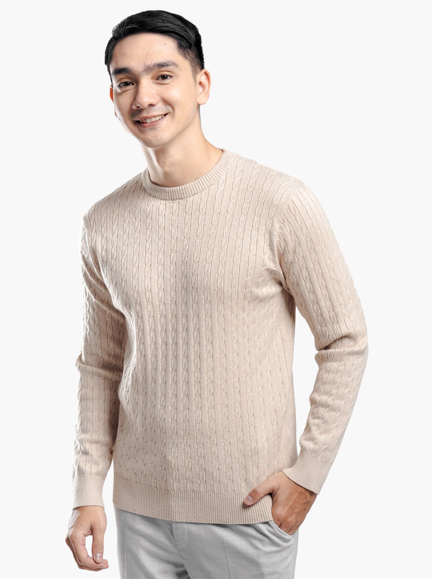Viscose Cable Crewneck Knitwear