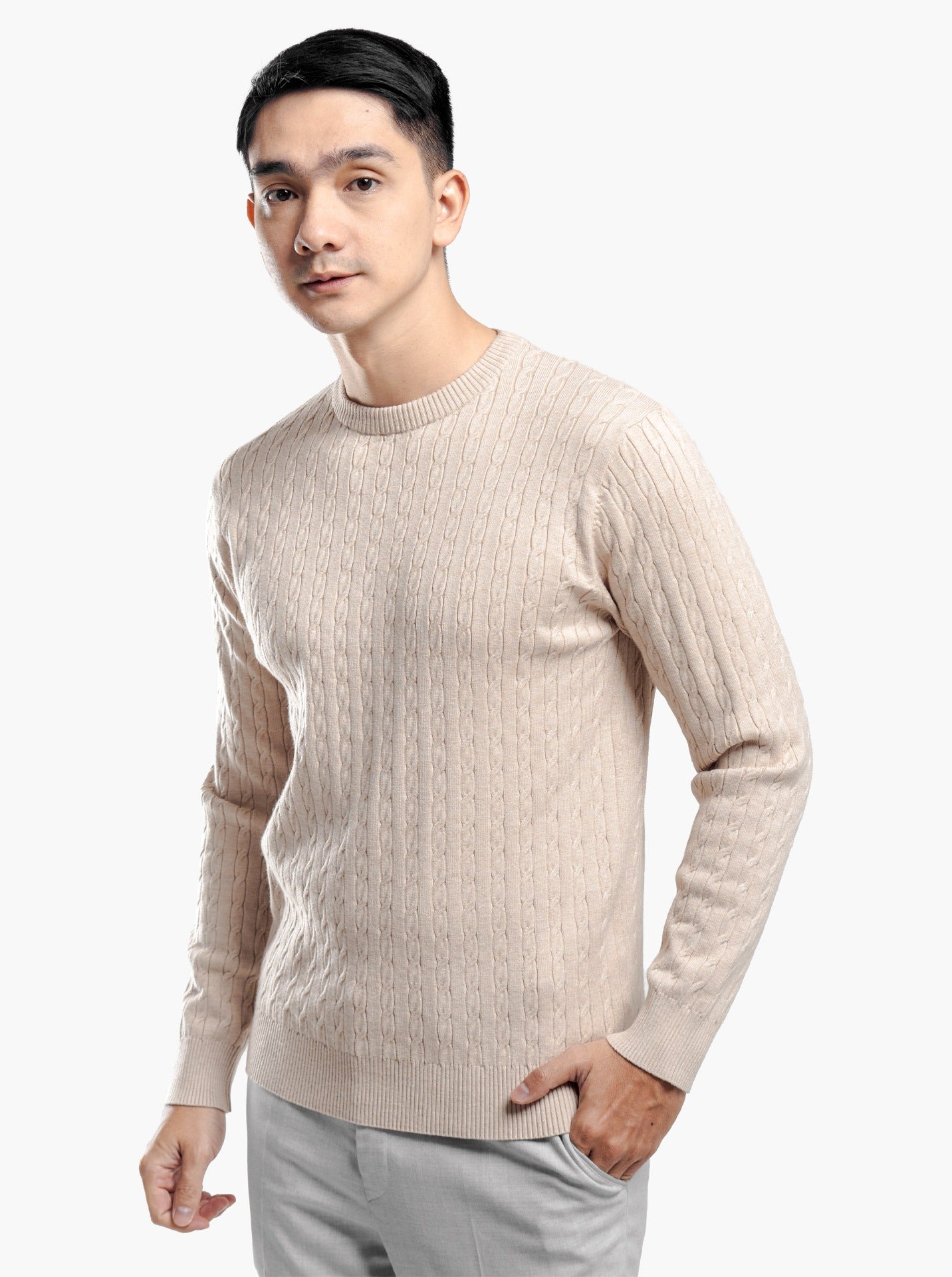 Viscose Cable Crewneck Knitwear