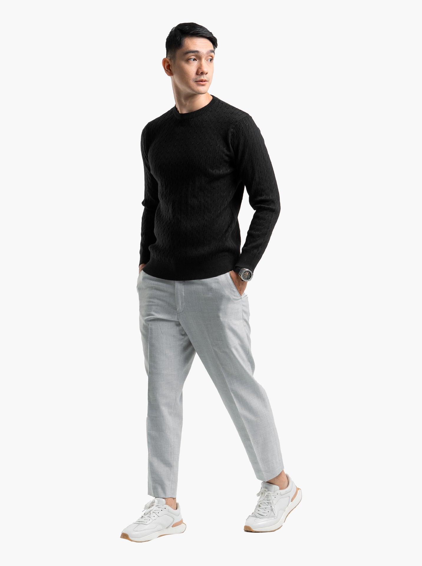 Viscose Cable Crewneck Knitwear
