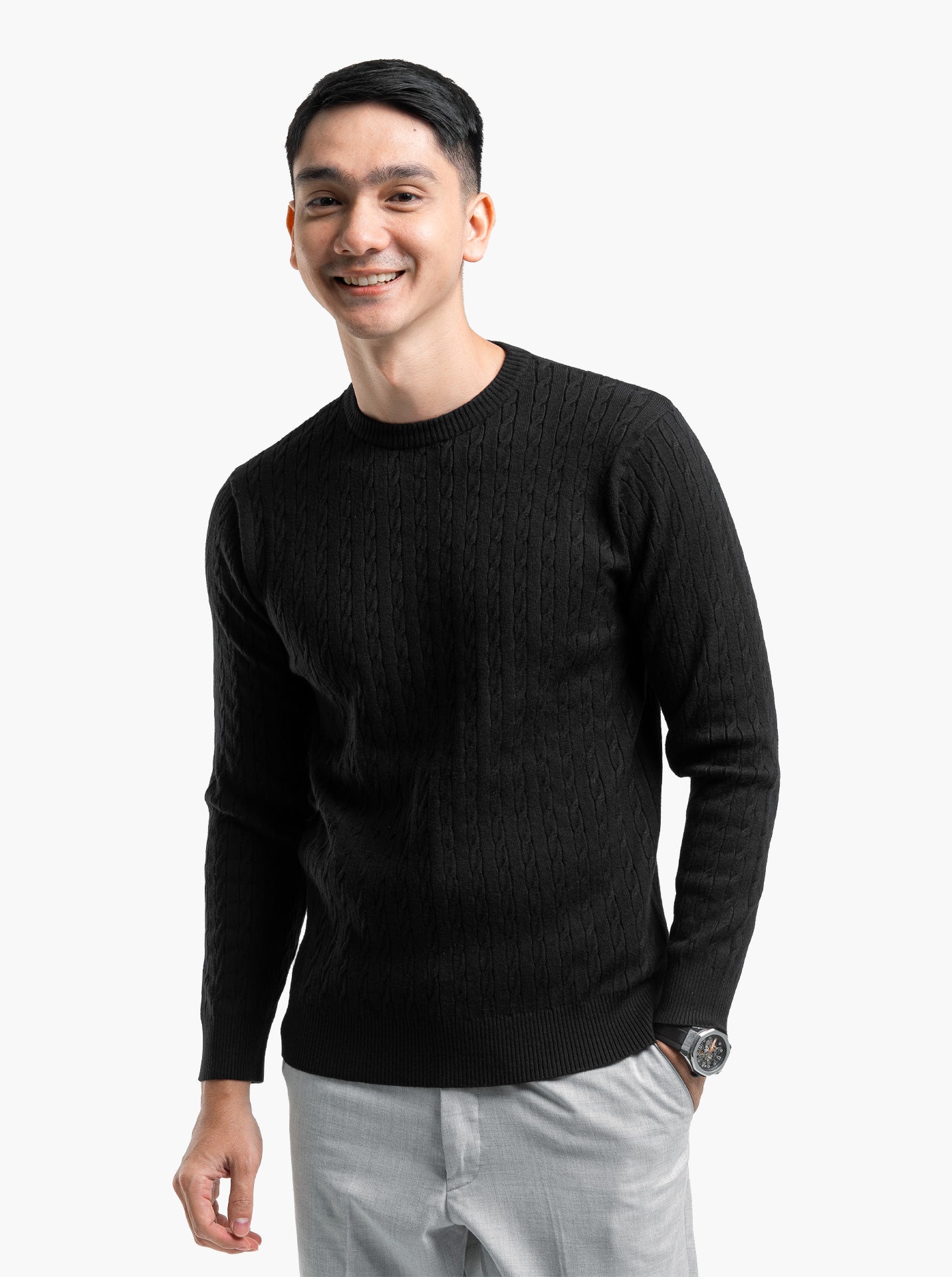 Viscose Cable Crewneck Knitwear