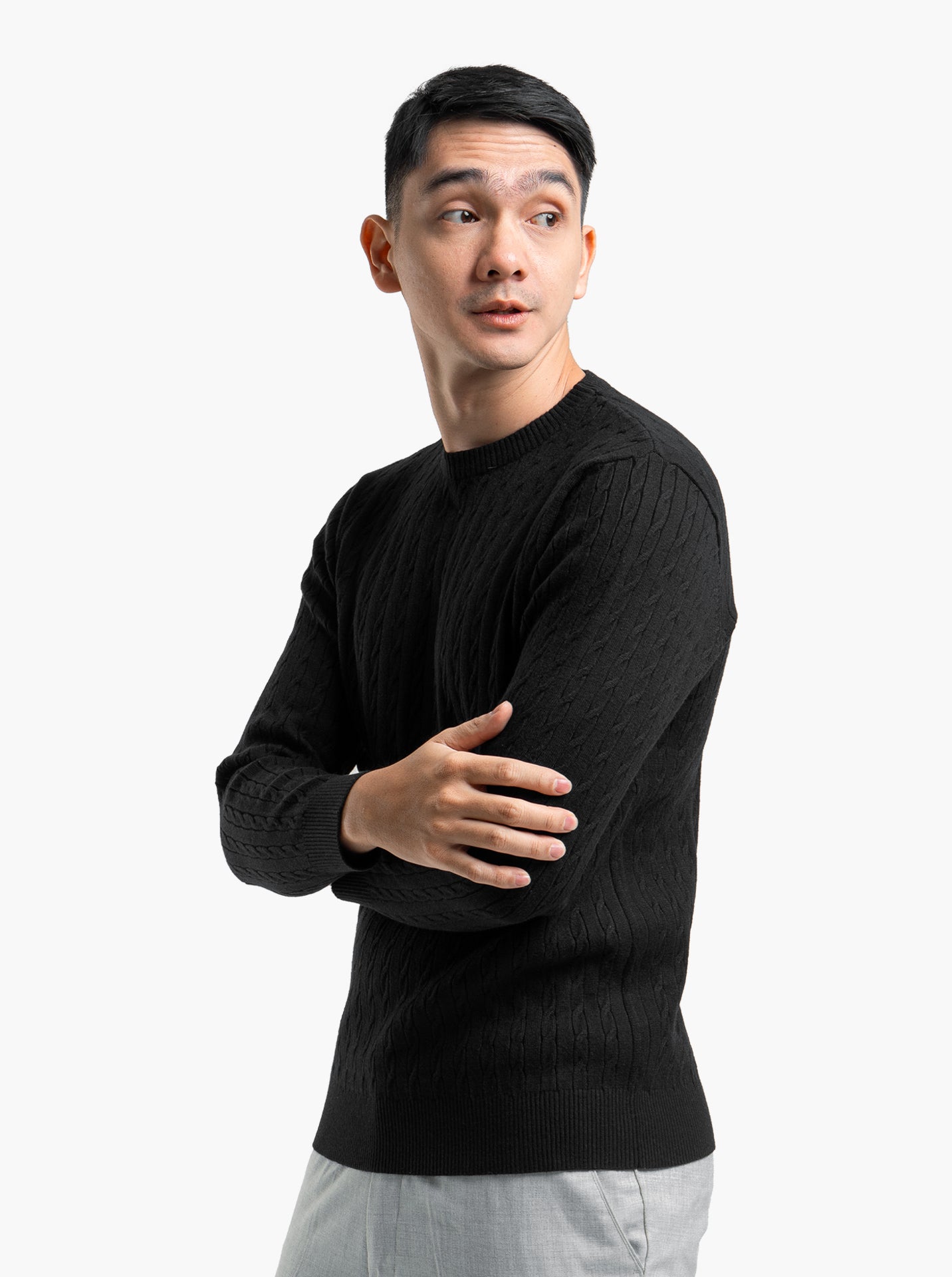 Viscose Cable Crewneck Knitwear
