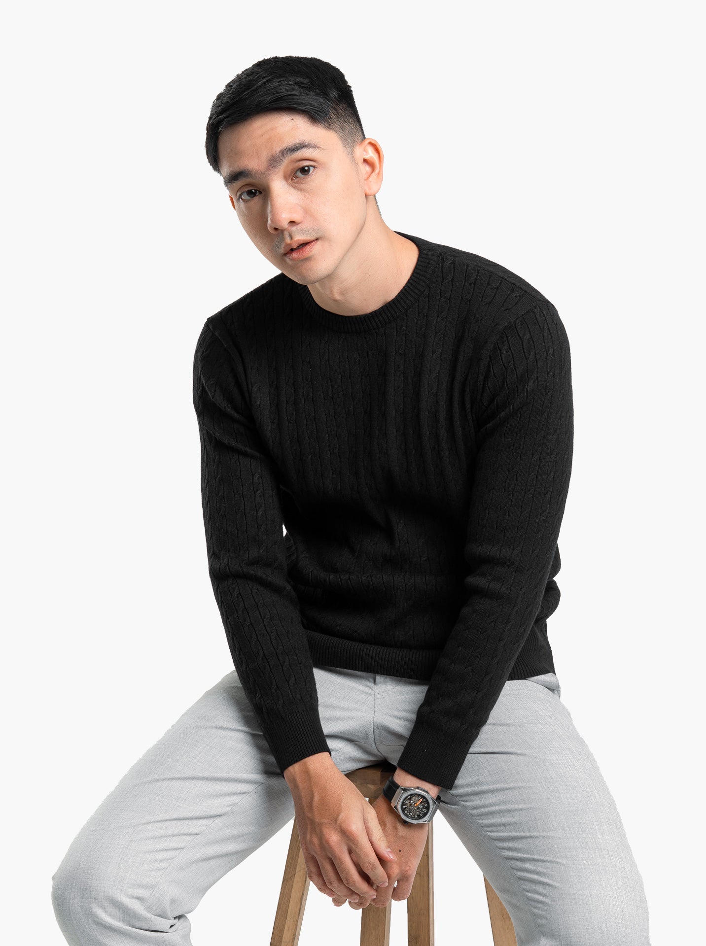 Viscose Cable Crewneck Knitwear