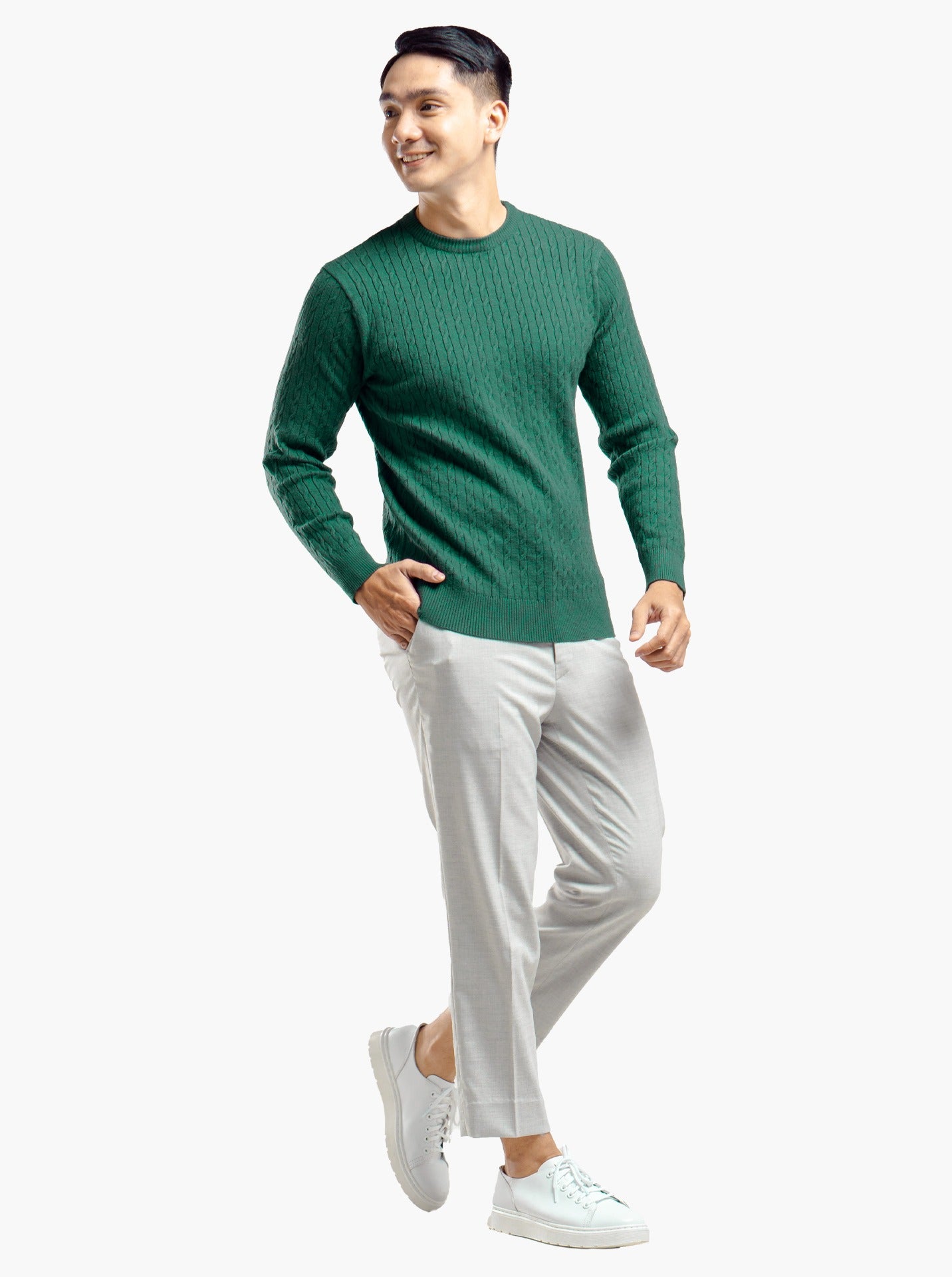 Viscose Cable Crewneck Knitwear
