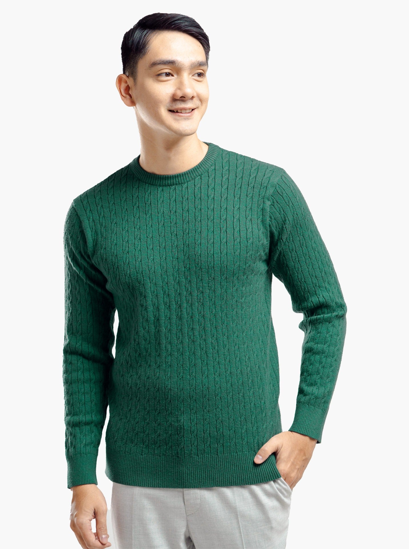 Viscose Cable Crewneck Knitwear